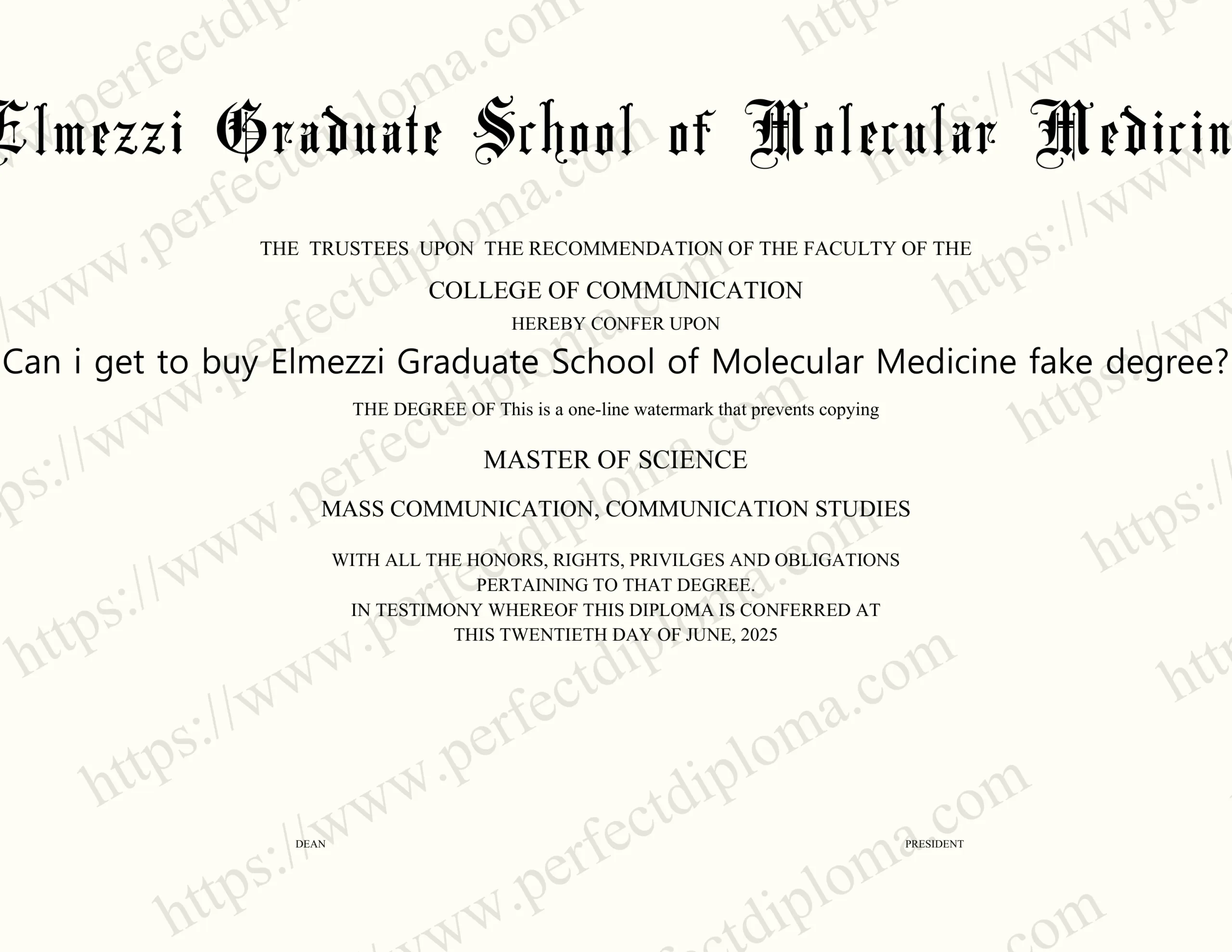 Can i get to buy Elmezzi Graduate School of Molecular Medicine fake degree?