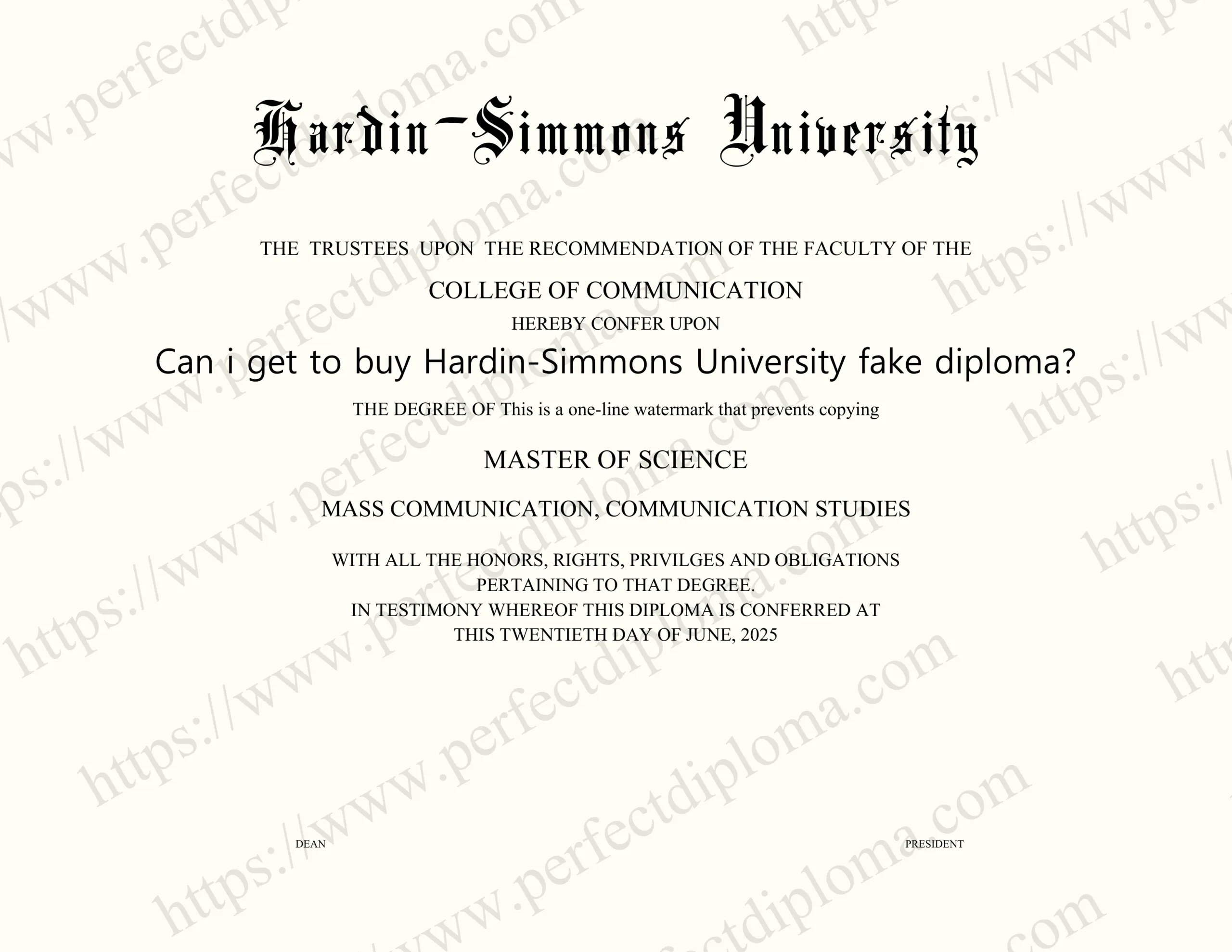 Can i get to buy Hardin-Simmons University fake diploma?