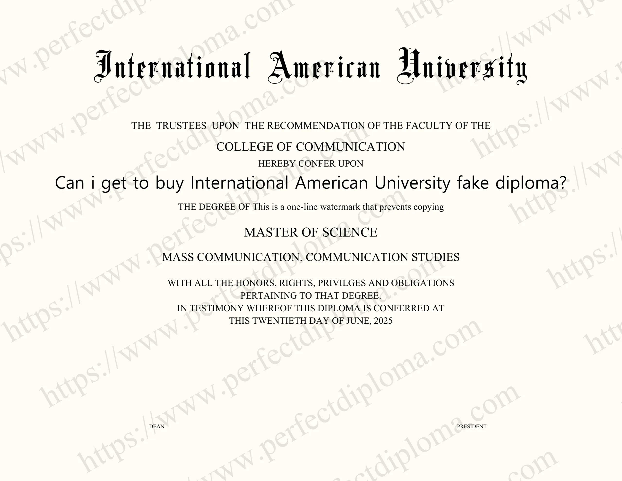 Can i get to buy International American University fake diploma?