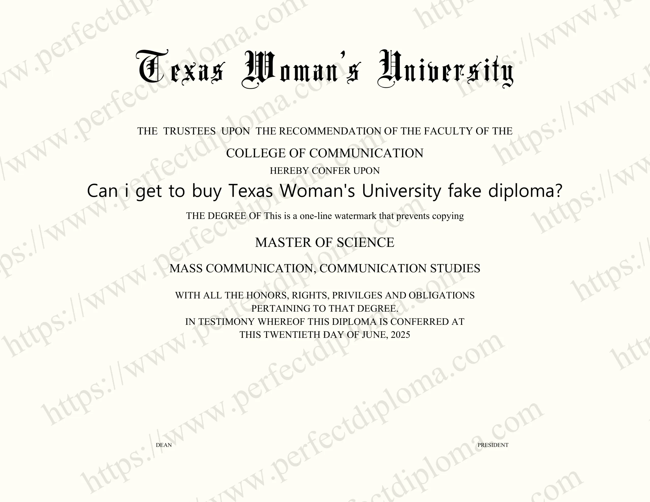 Can i get to buy Texas Woman's University fake diploma?