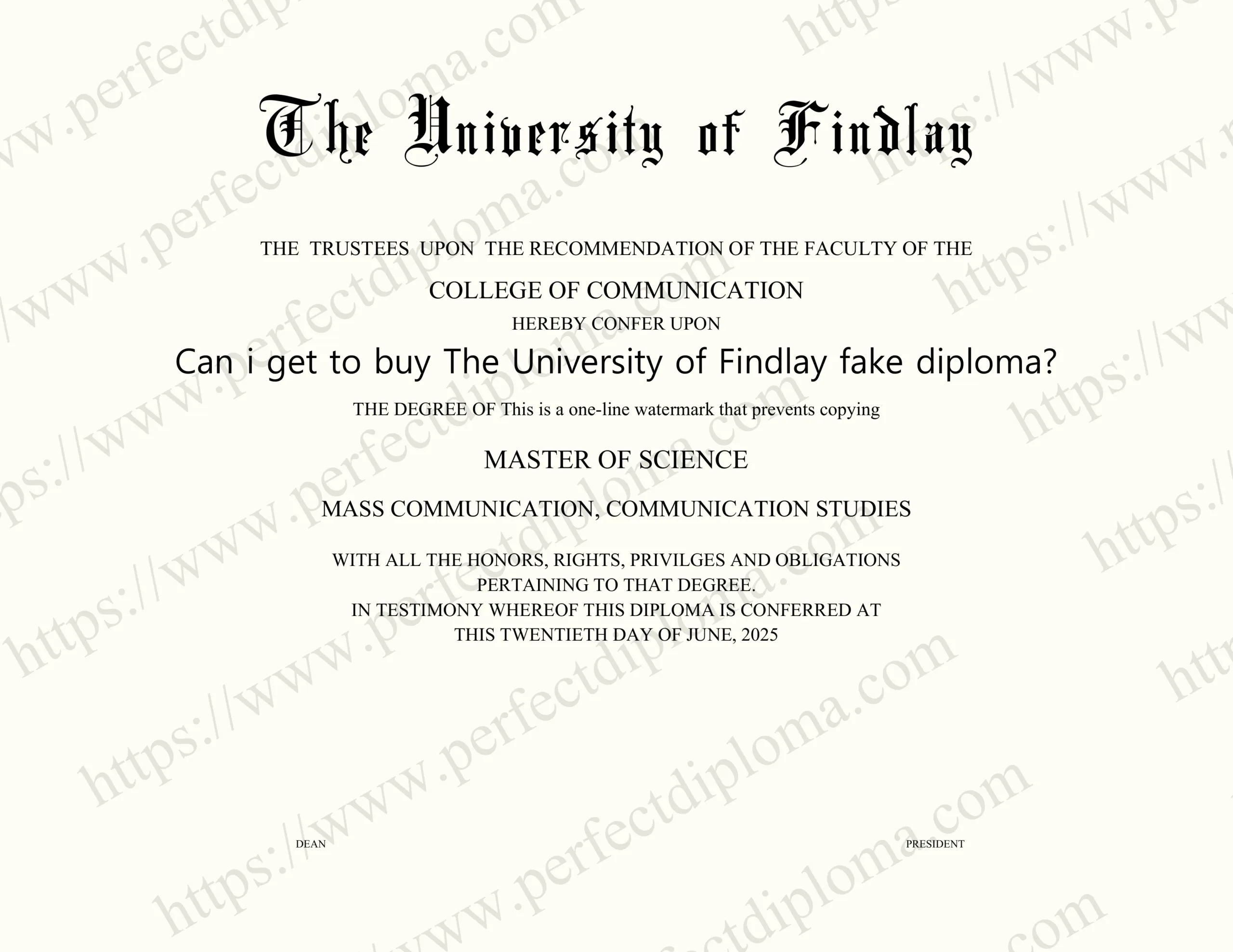 Can i get to buy The University of Findlay fake diploma?