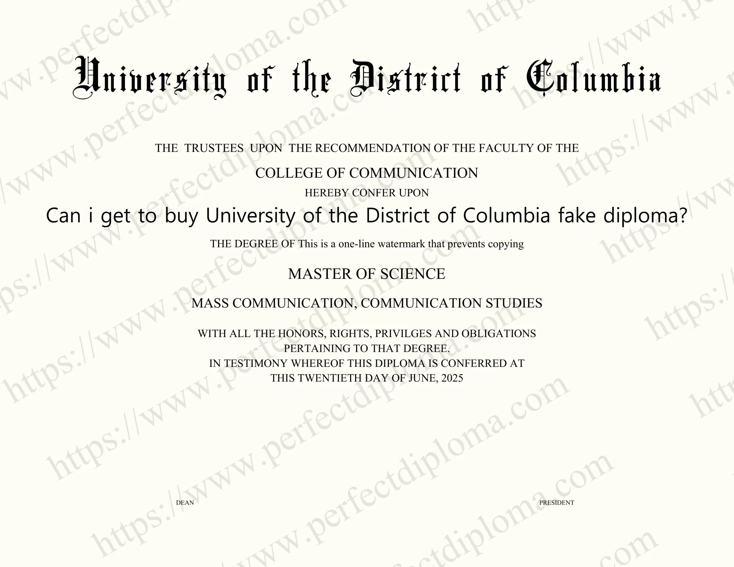Can i get to buy University of the District of Columbia fake diploma?