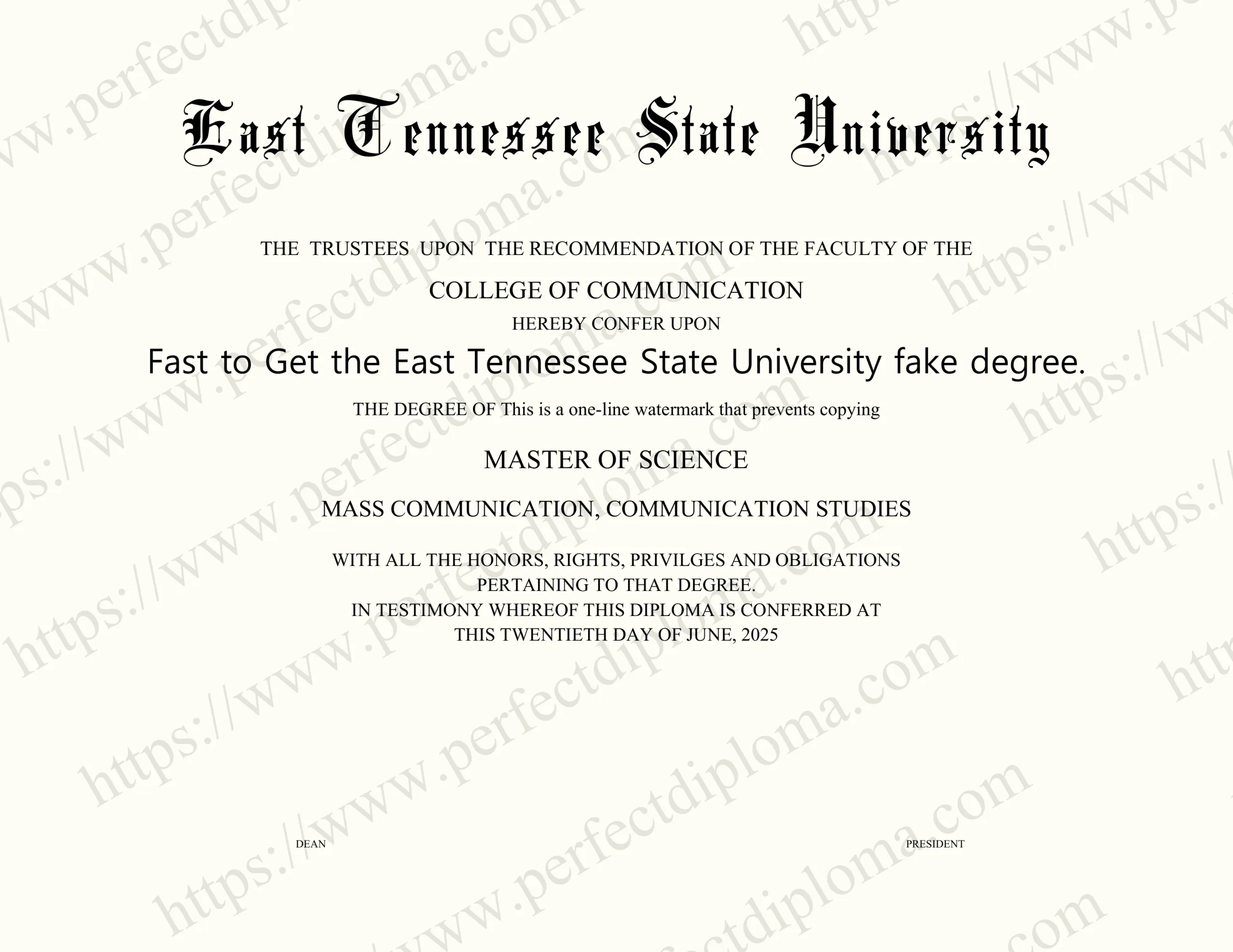Fast to Get the East Tennessee State University fake degree.