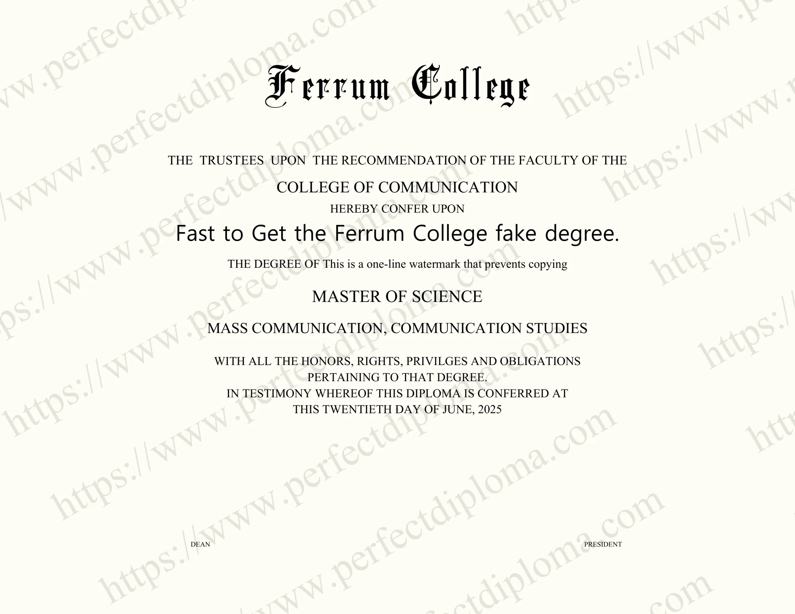 Fast to Get the Ferrum College fake degree.