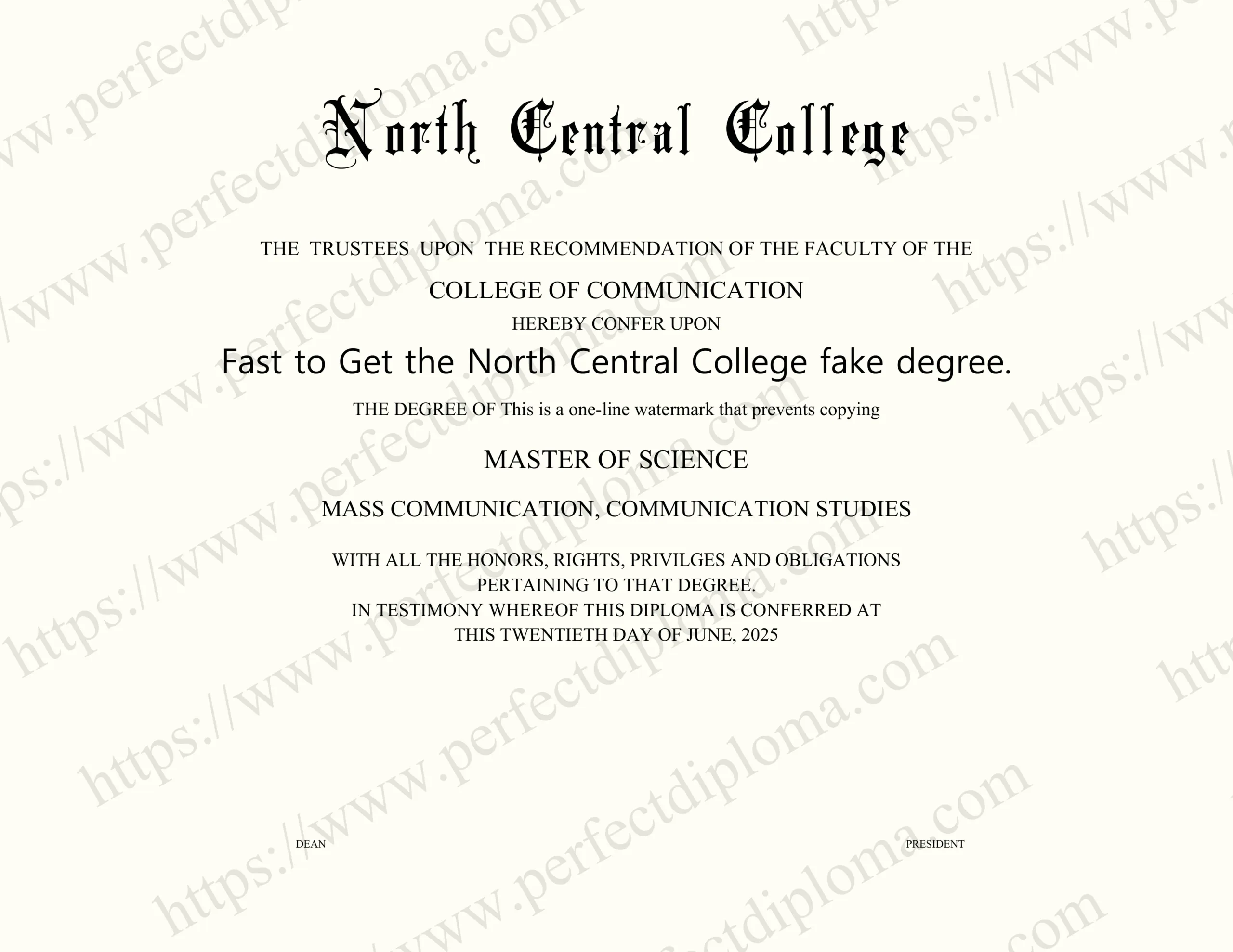 Fast to Get the North Central College fake degree.