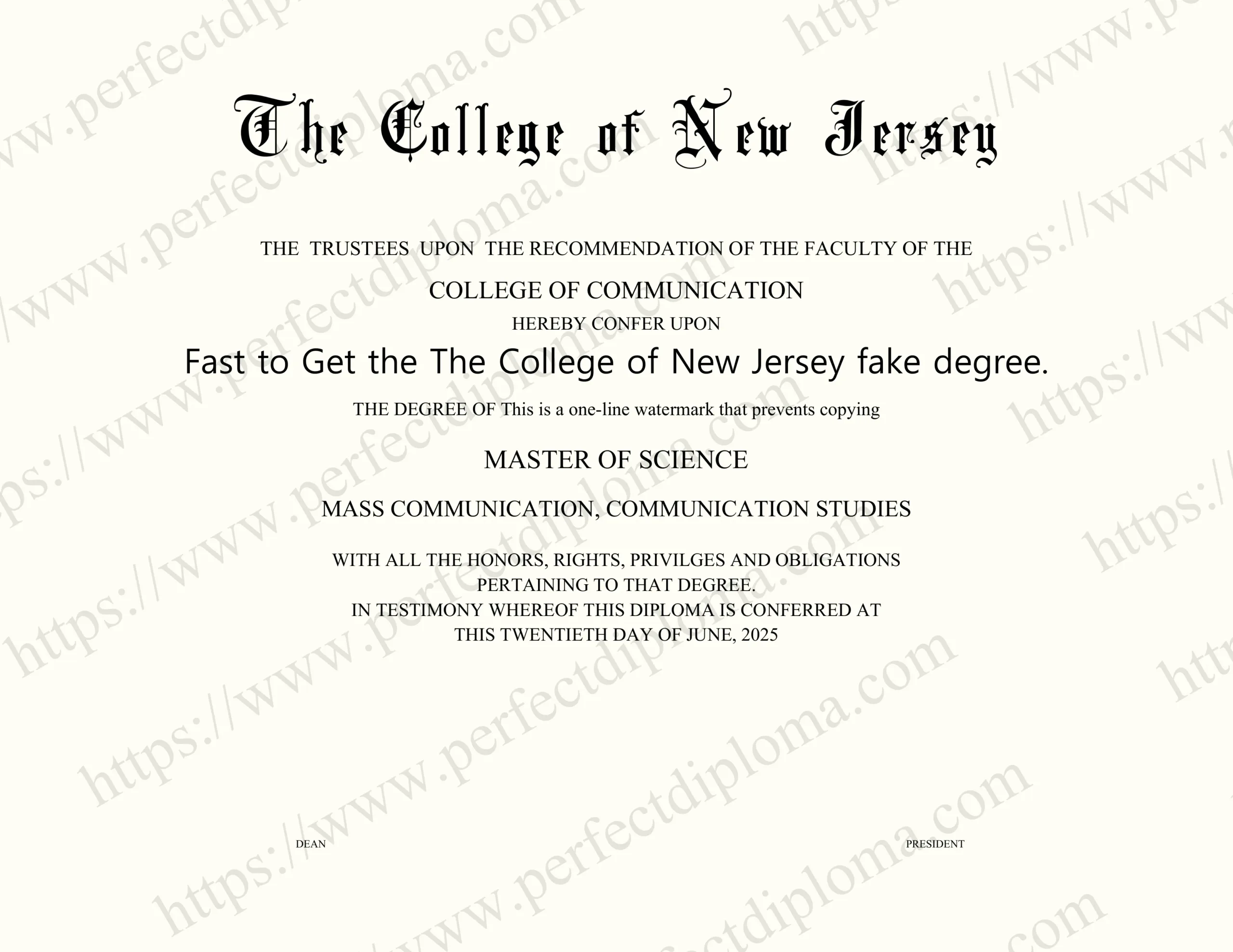 Fast to Get the The College of New Jersey fake degree.
