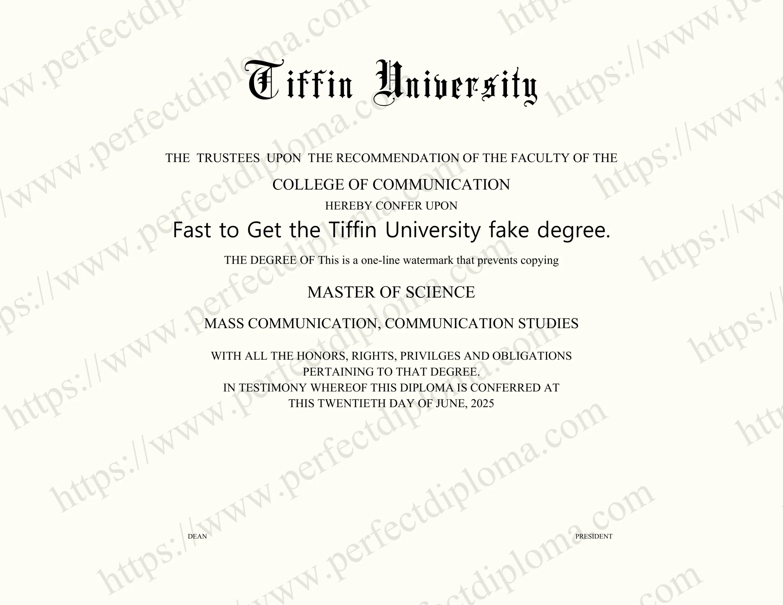 Fast to Get the Tiffin University fake degree.