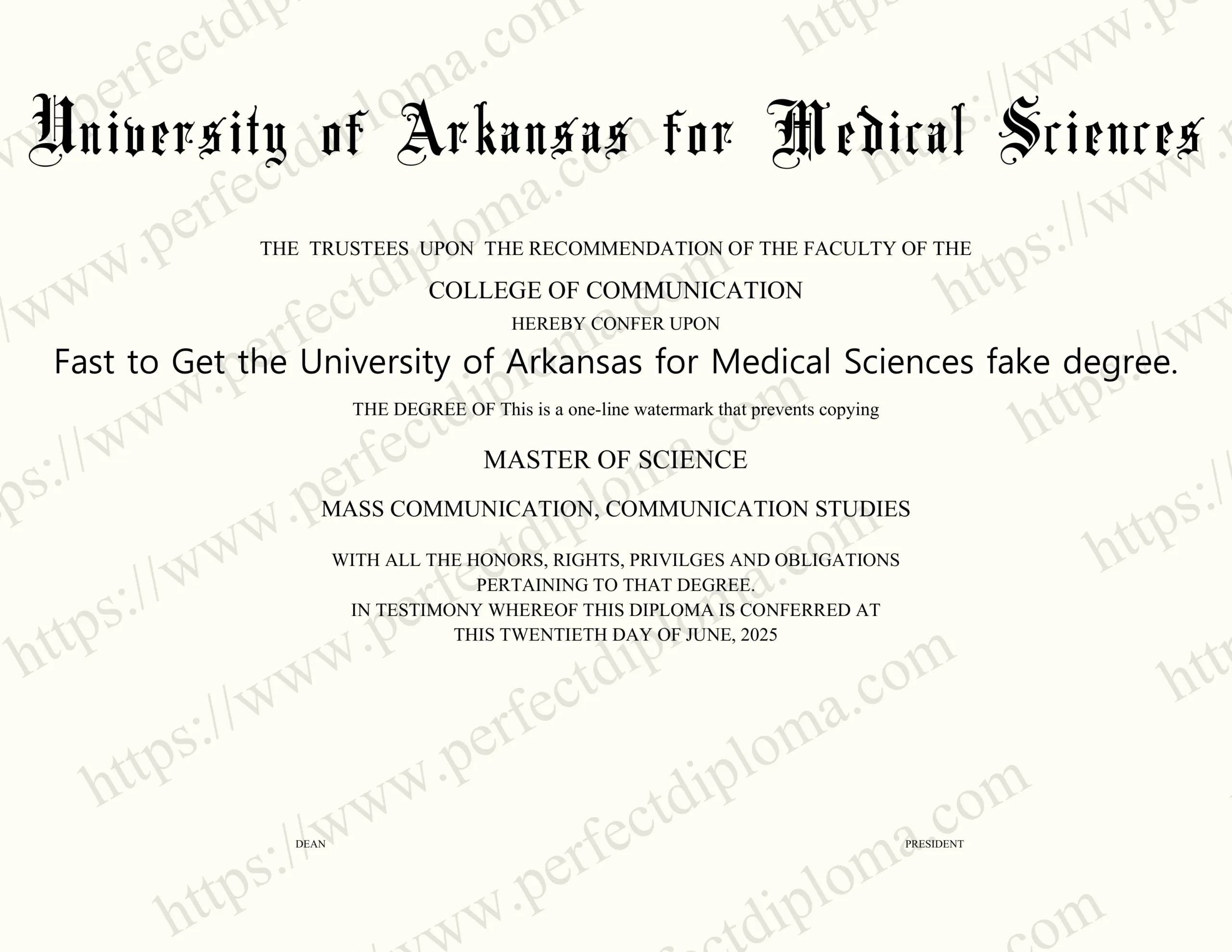Fast to Get the University of Arkansas for Medical Sciences fake degree.