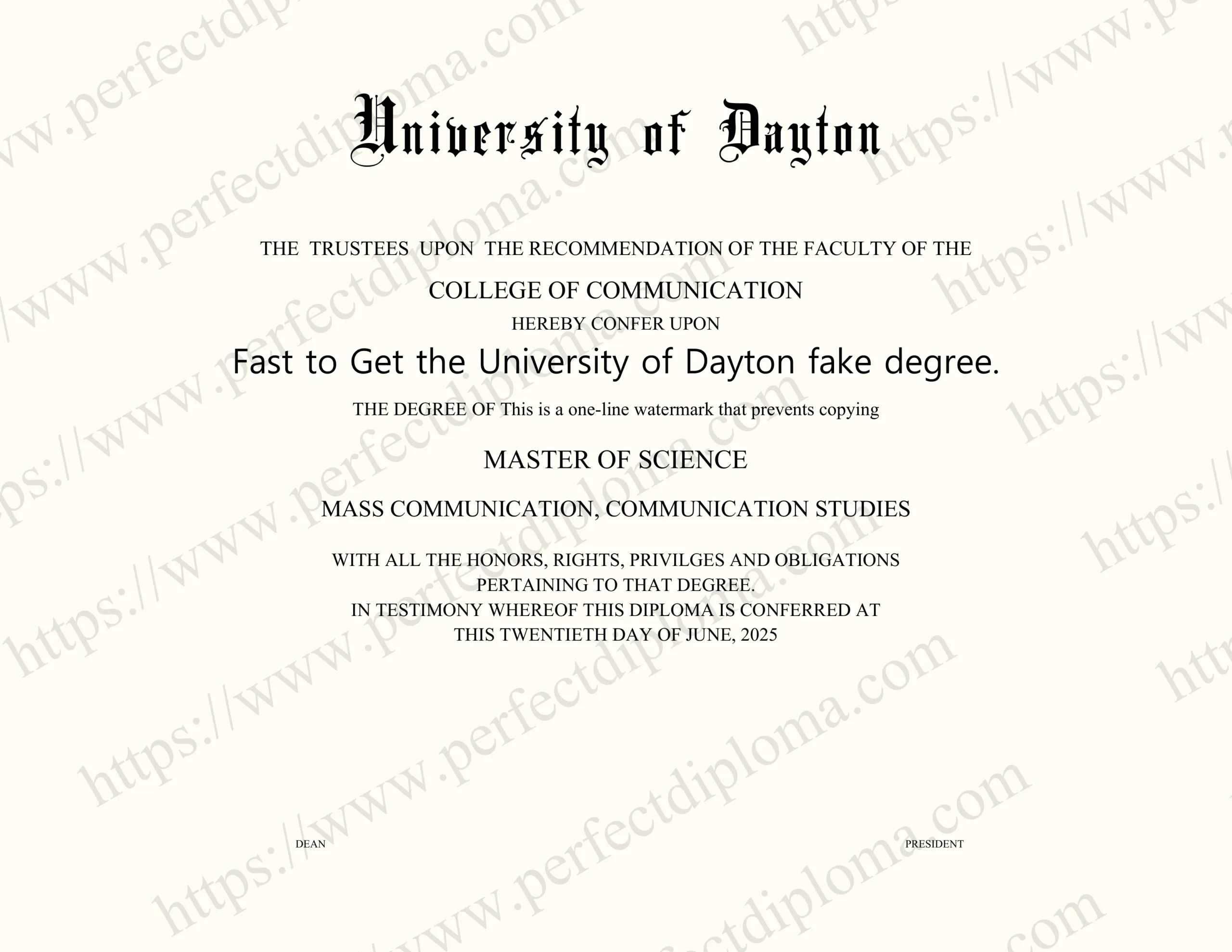 Fast to Get the University of Dayton fake degree.