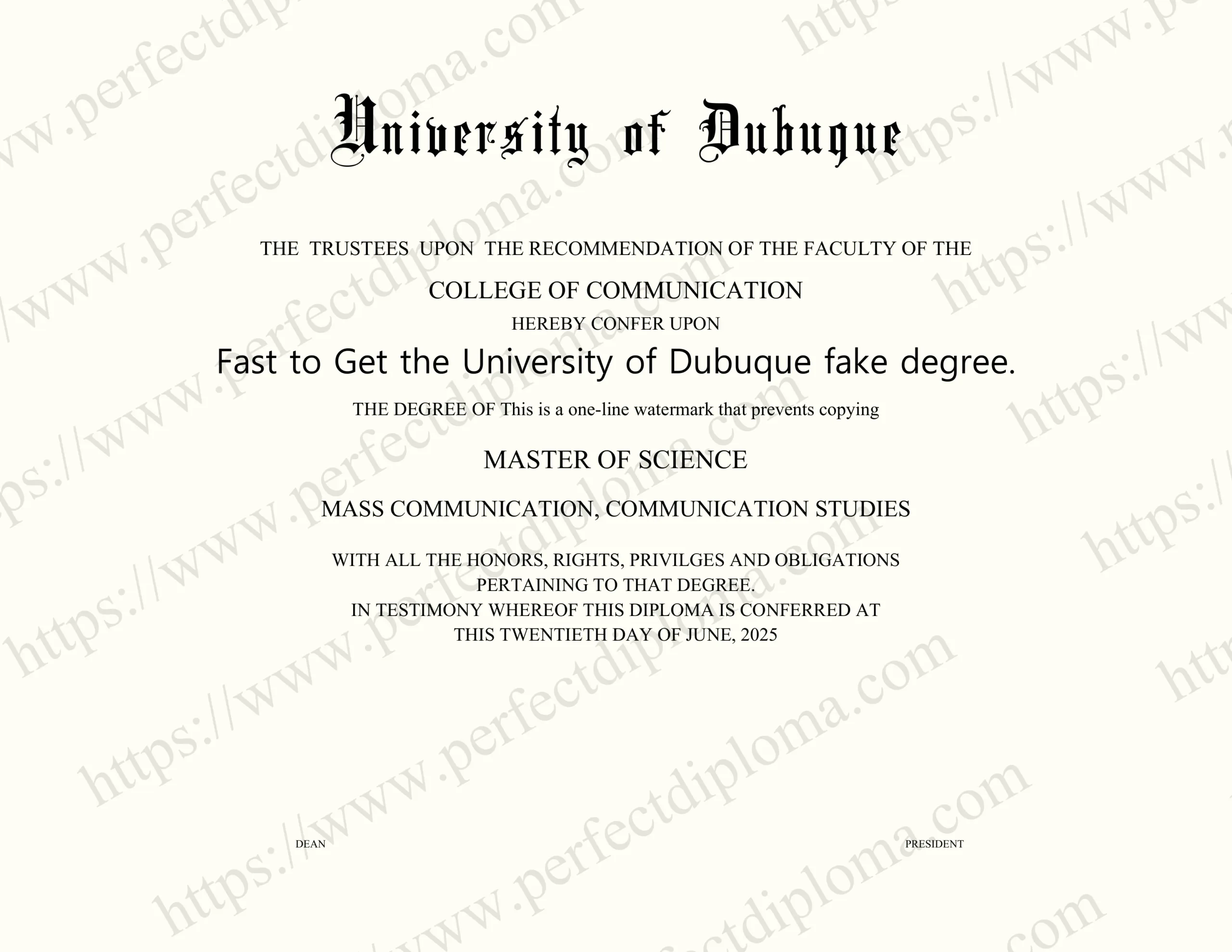 Fast to Get the University of Dubuque fake degree.