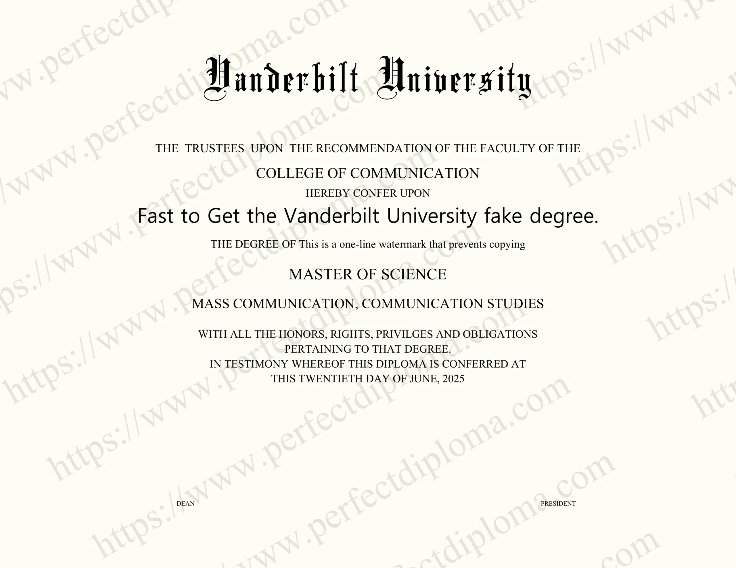 Fast to Get the Vanderbilt University fake degree.