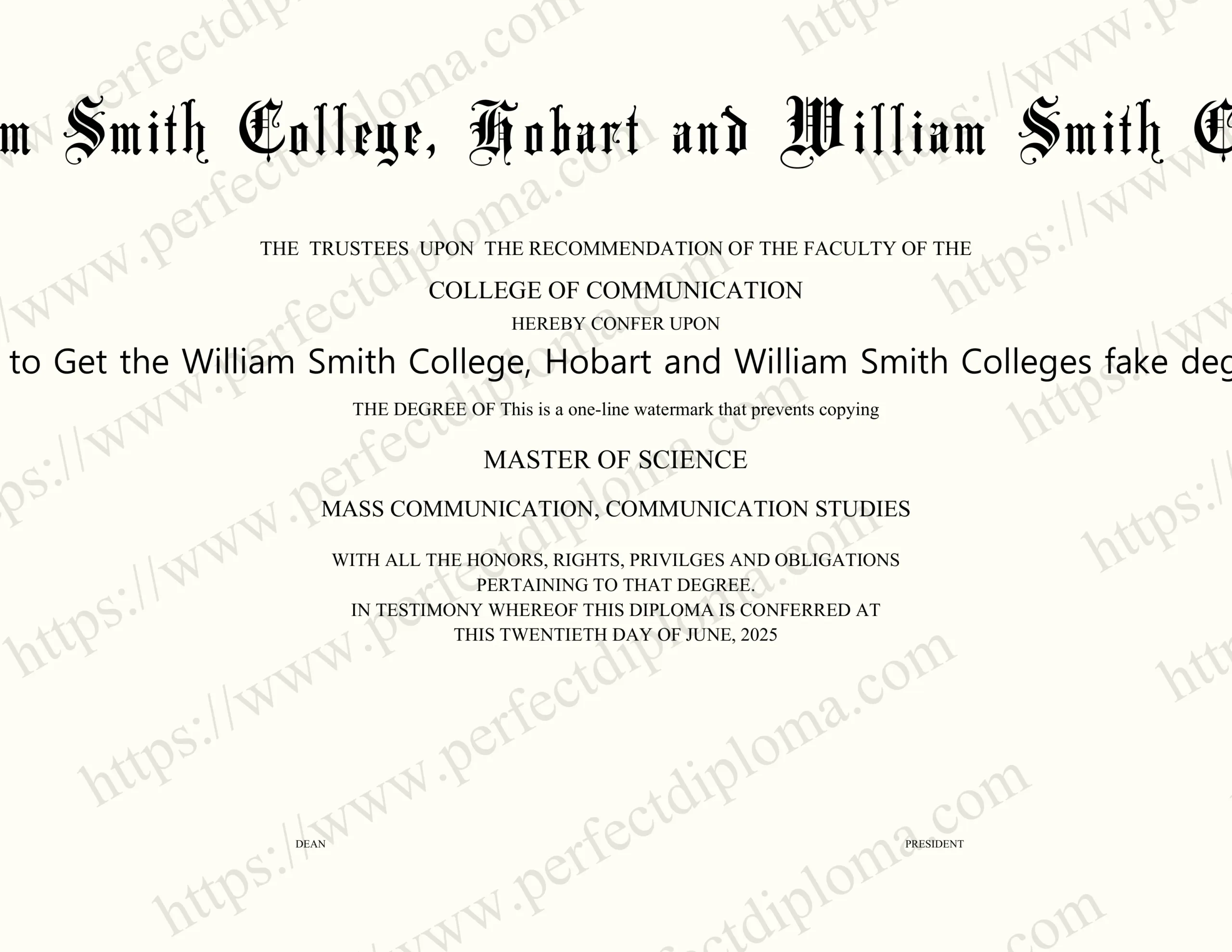 Fast to Get the William Smith College, Hobart and William Smith Colleges fake degree.