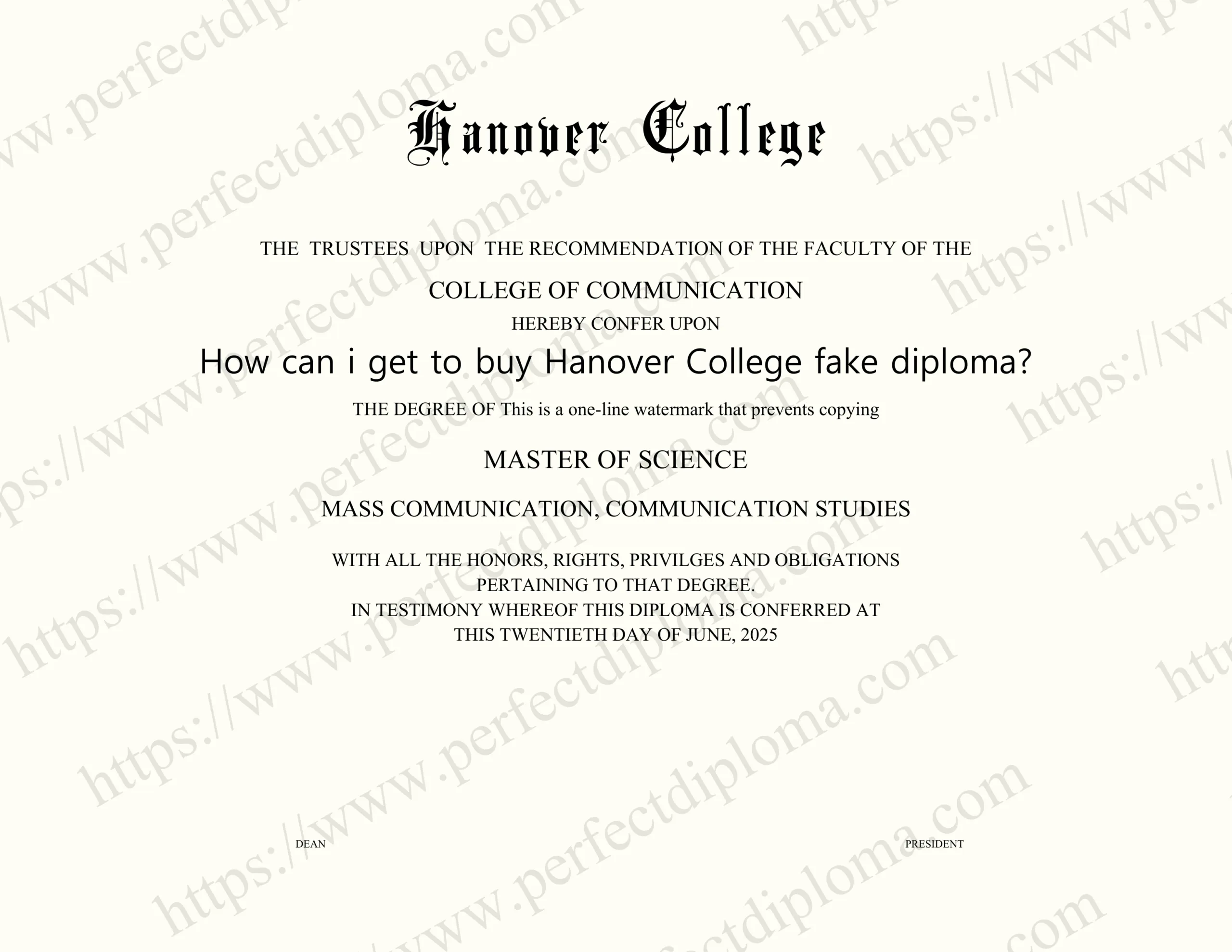 How can i get to buy Hanover College fake diploma?