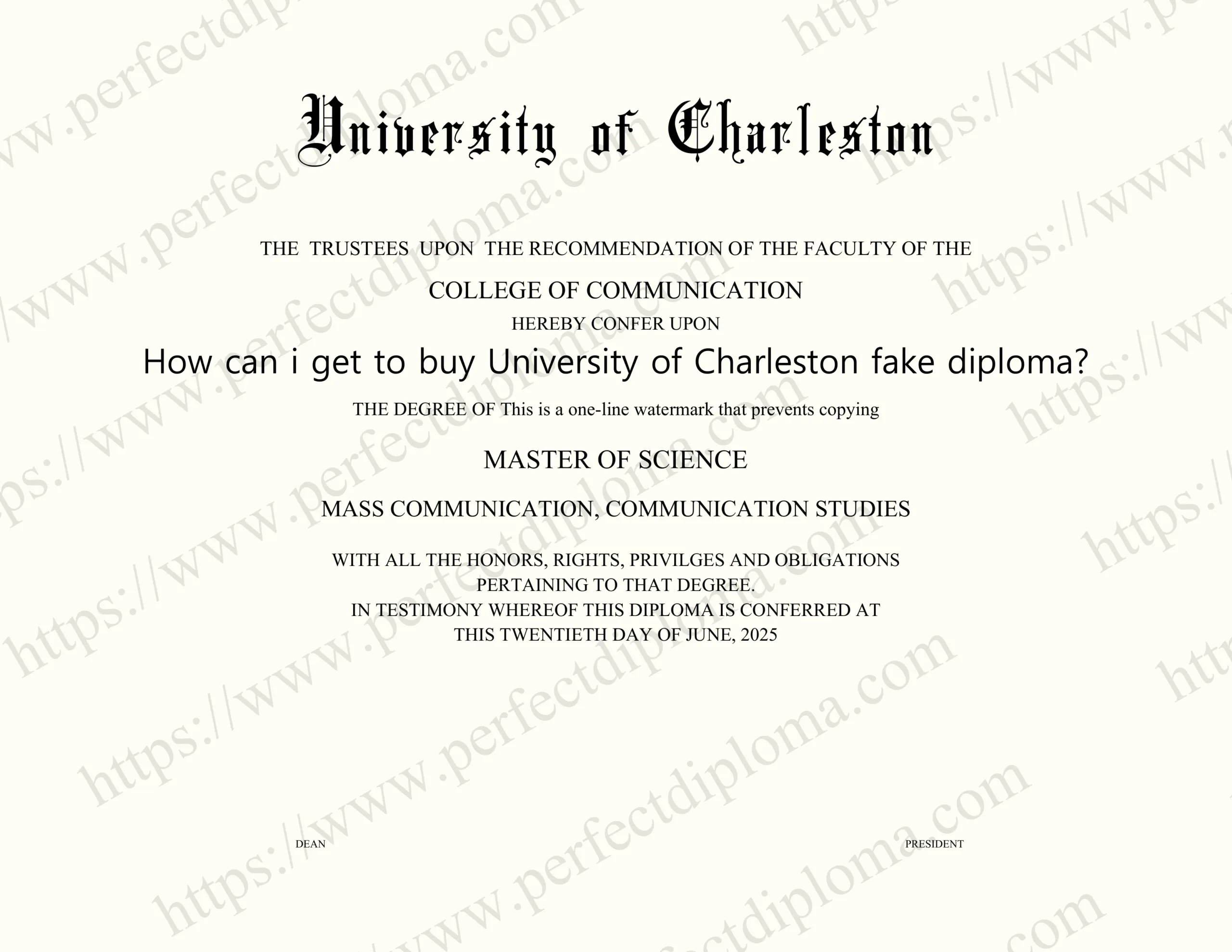 How can i get to buy University of Charleston fake diploma?