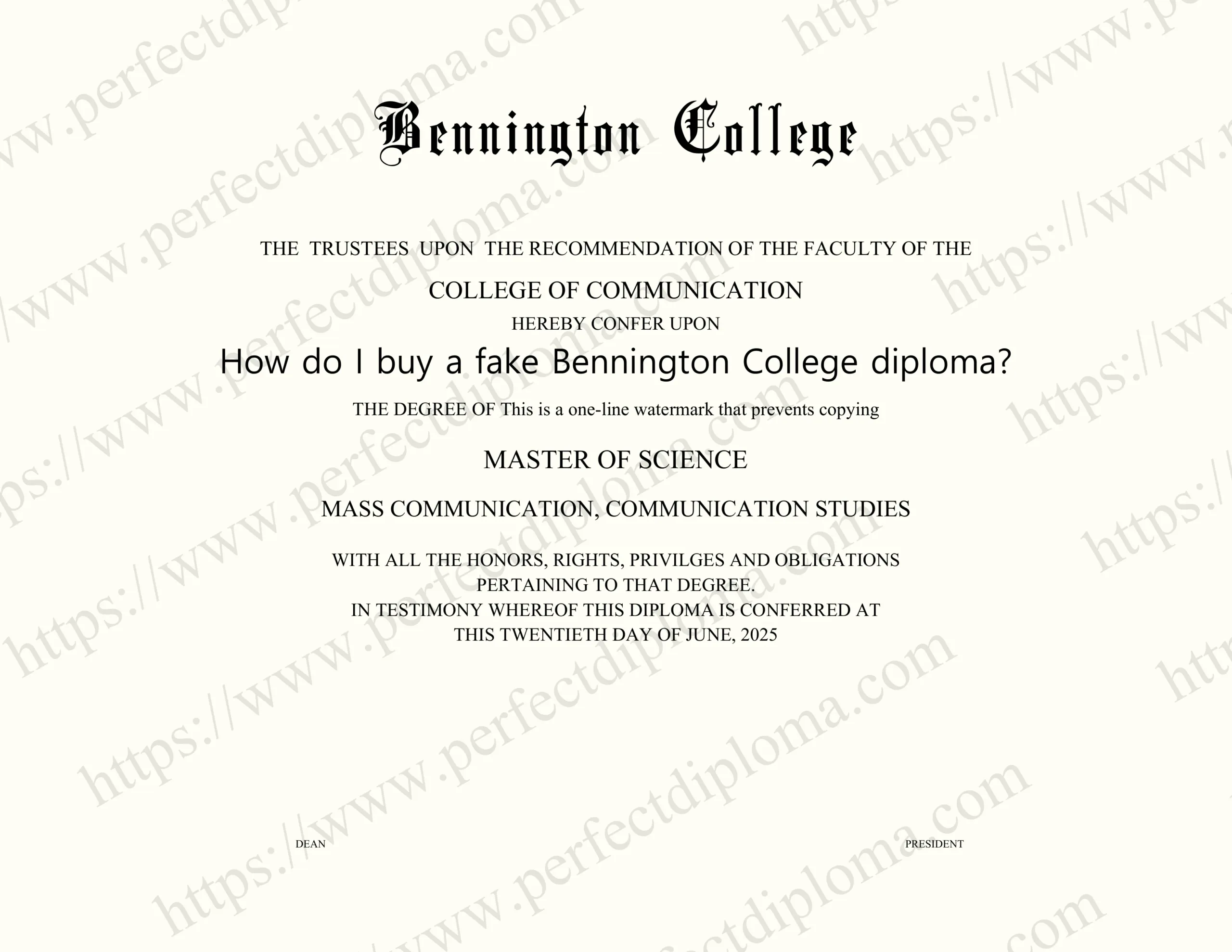 How do I buy a fake Bennington College diploma?