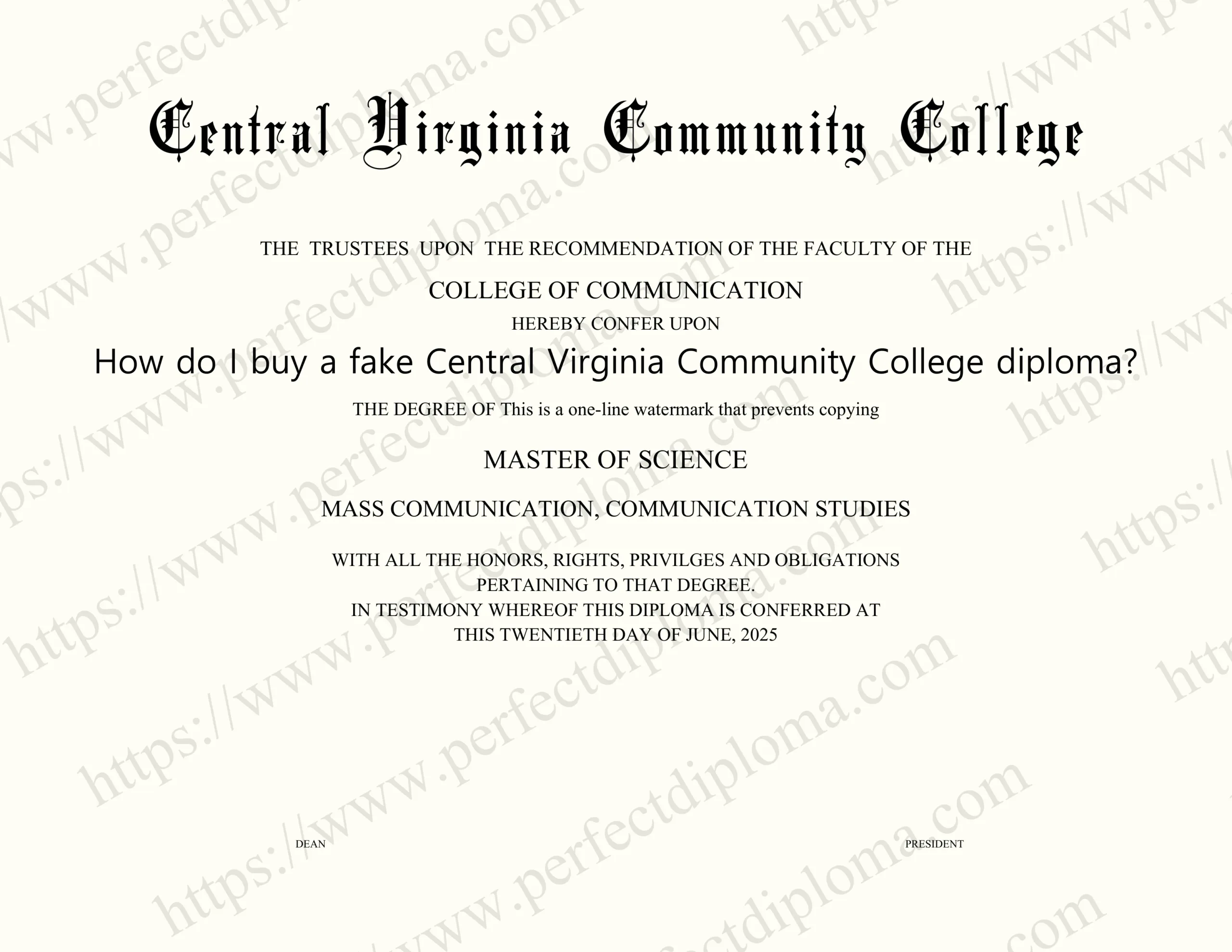 How do I buy a fake Central Virginia Community College diploma?