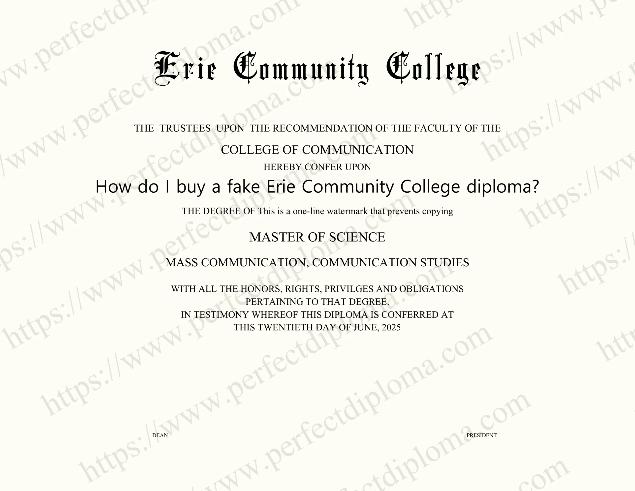 How do I buy a fake Erie Community College diploma?
