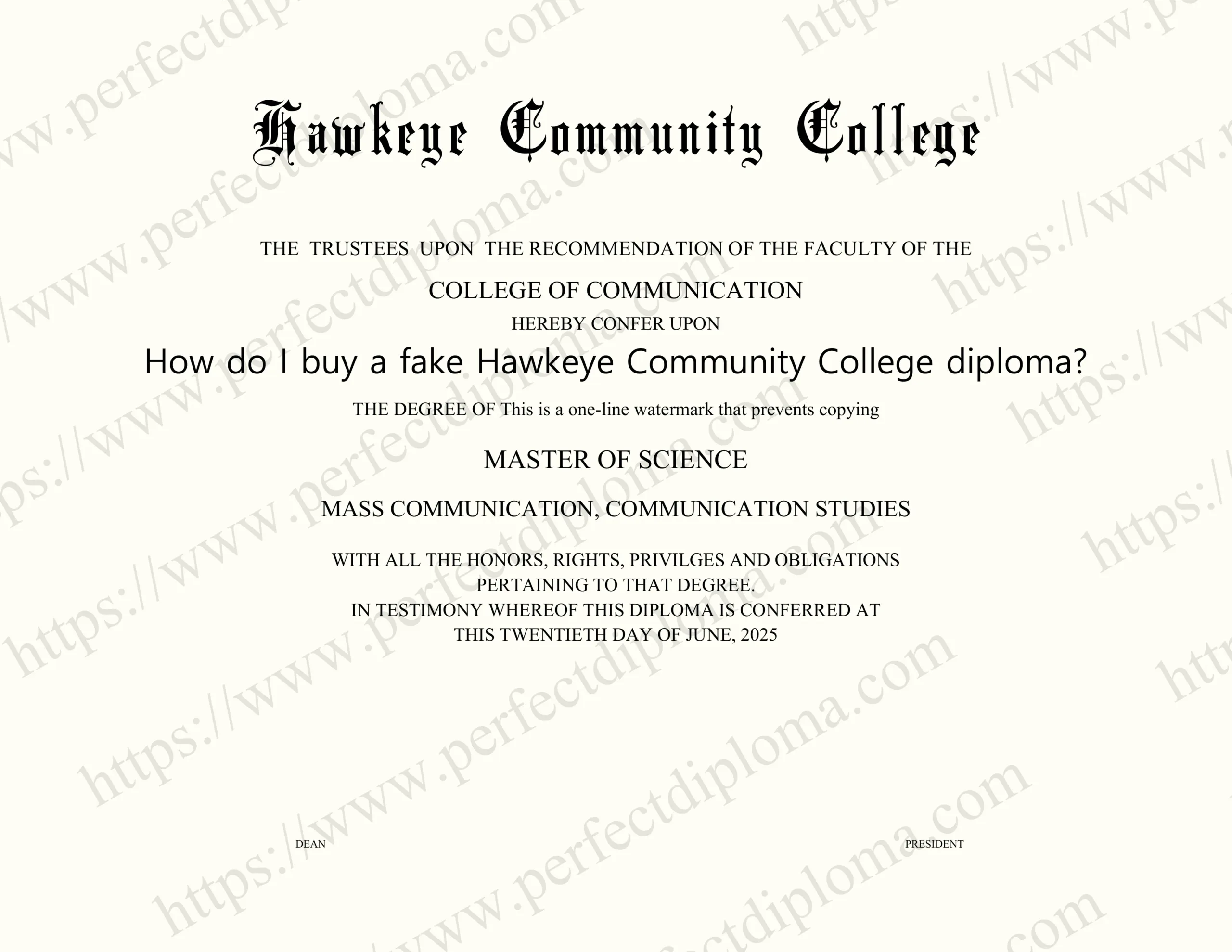 How do I buy a fake Hawkeye Community College diploma?