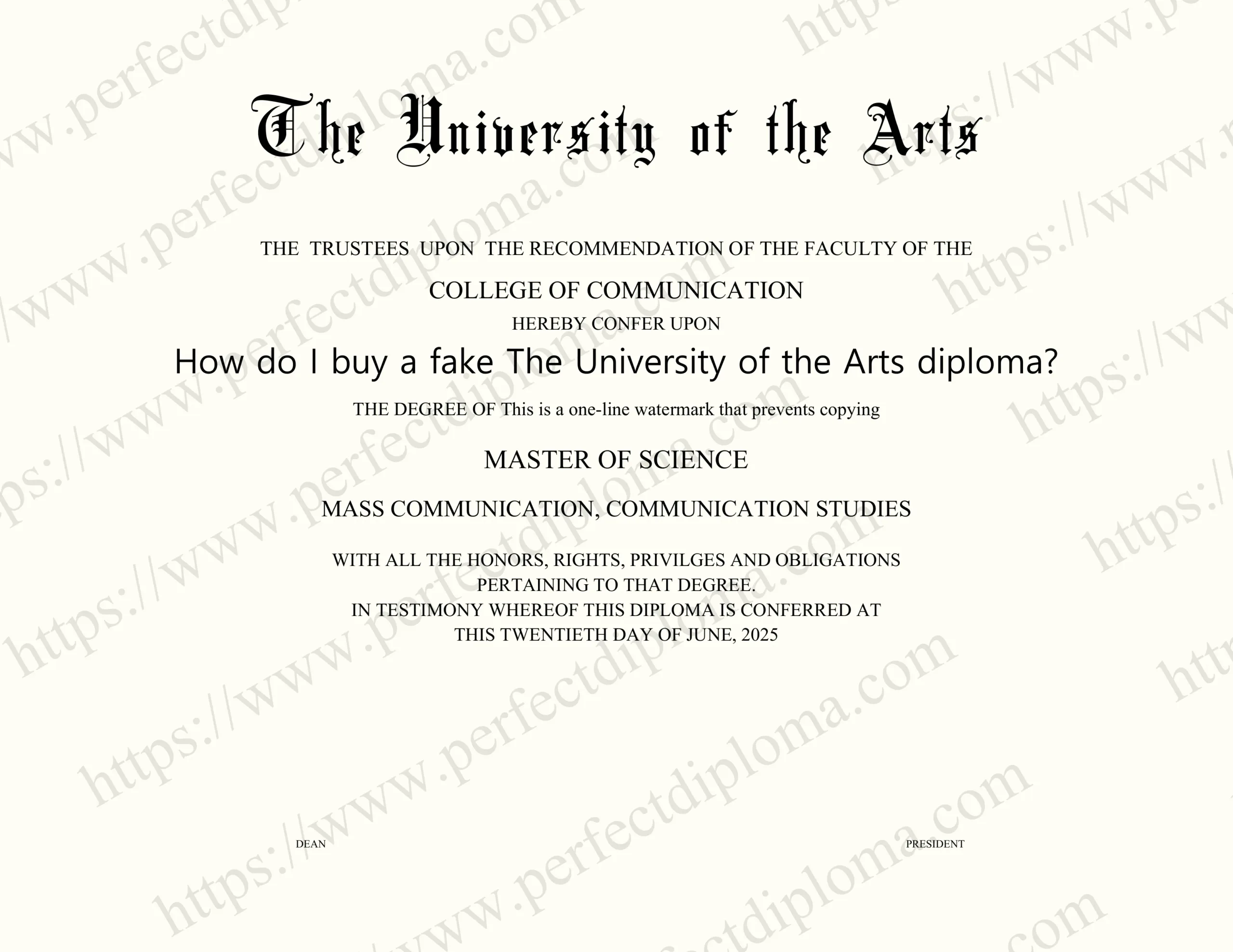 How do I buy a fake The University of the Arts diploma?