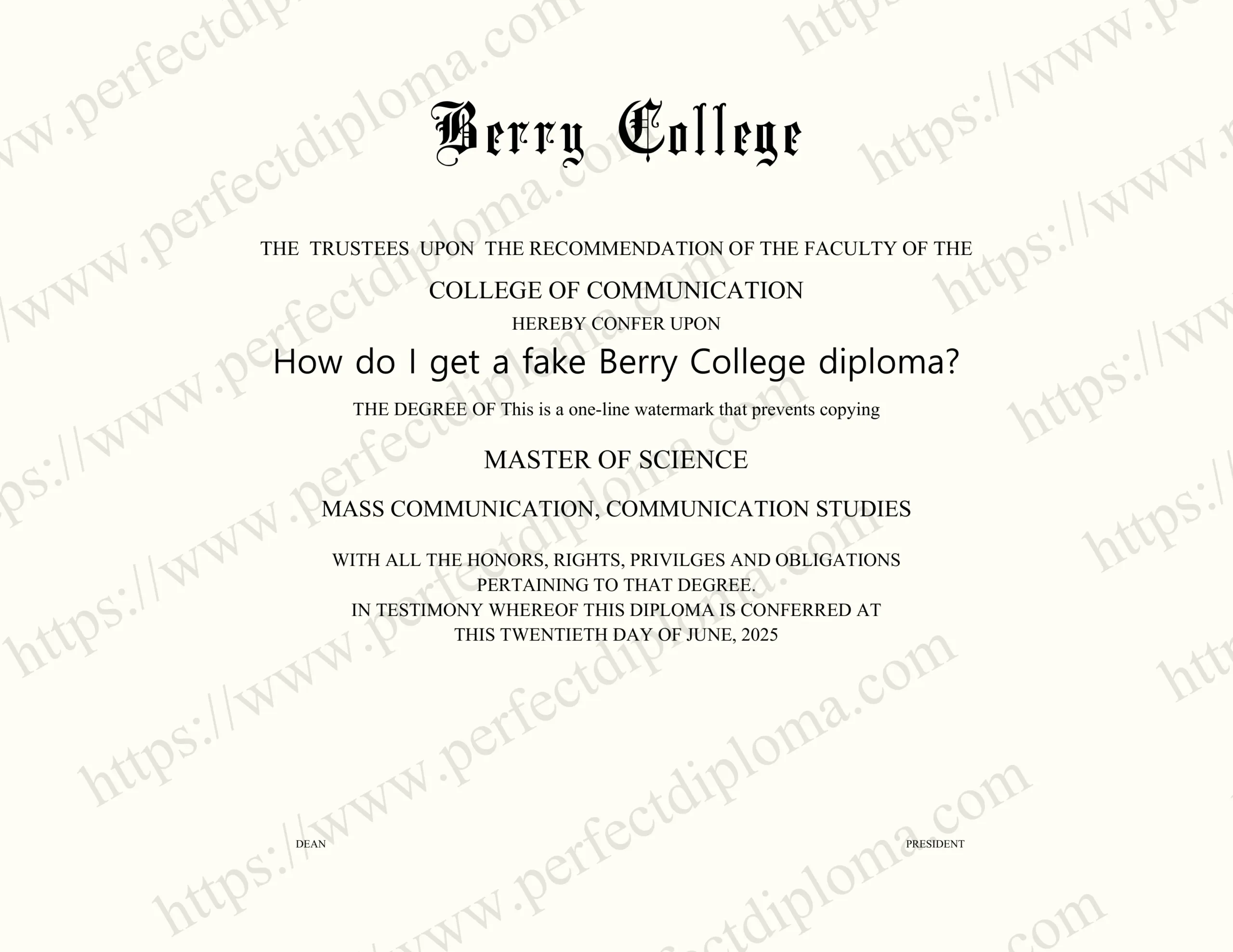 How do I get a fake Berry College diploma?