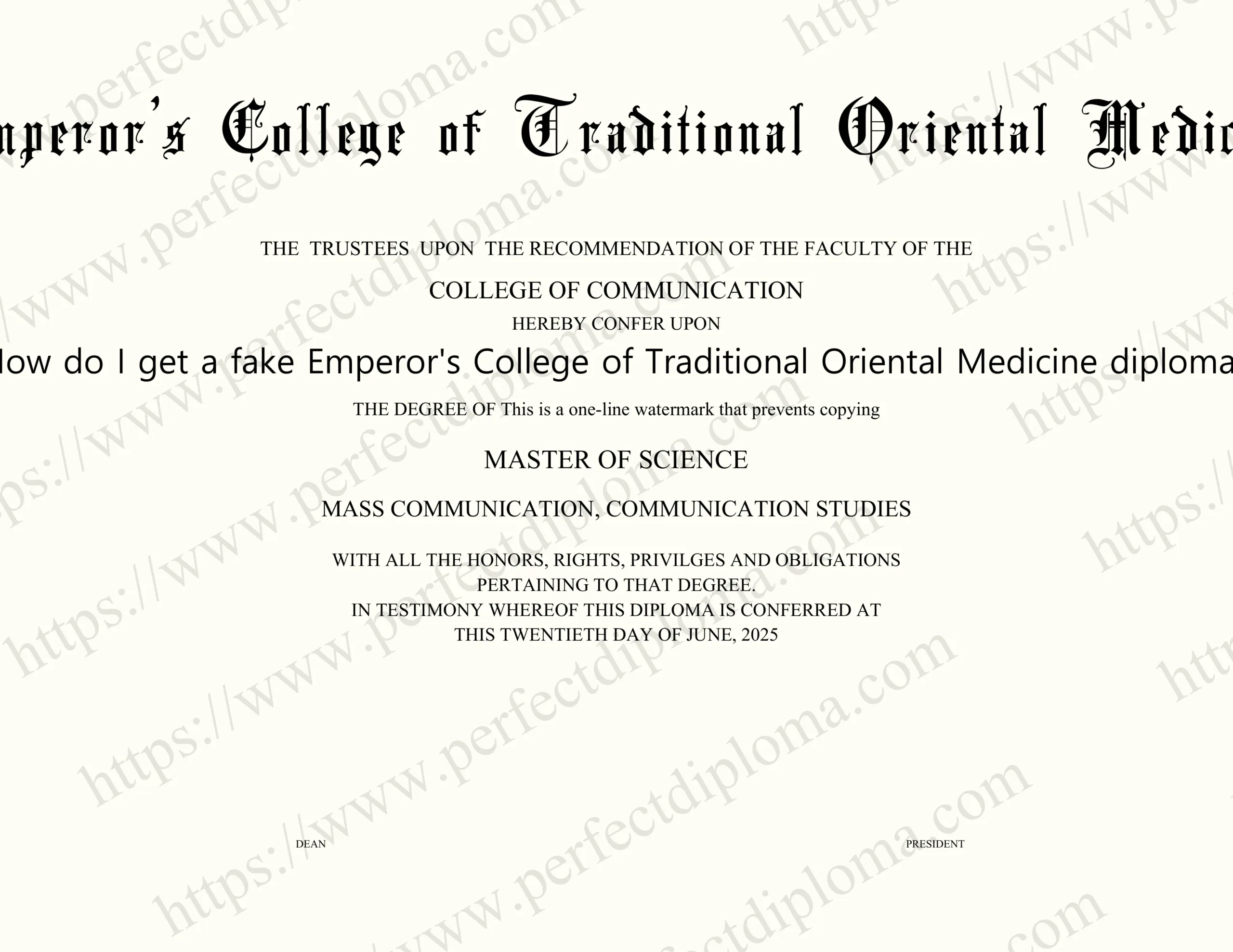 How do I get a fake Emperor's College of Traditional Oriental Medicine diploma?