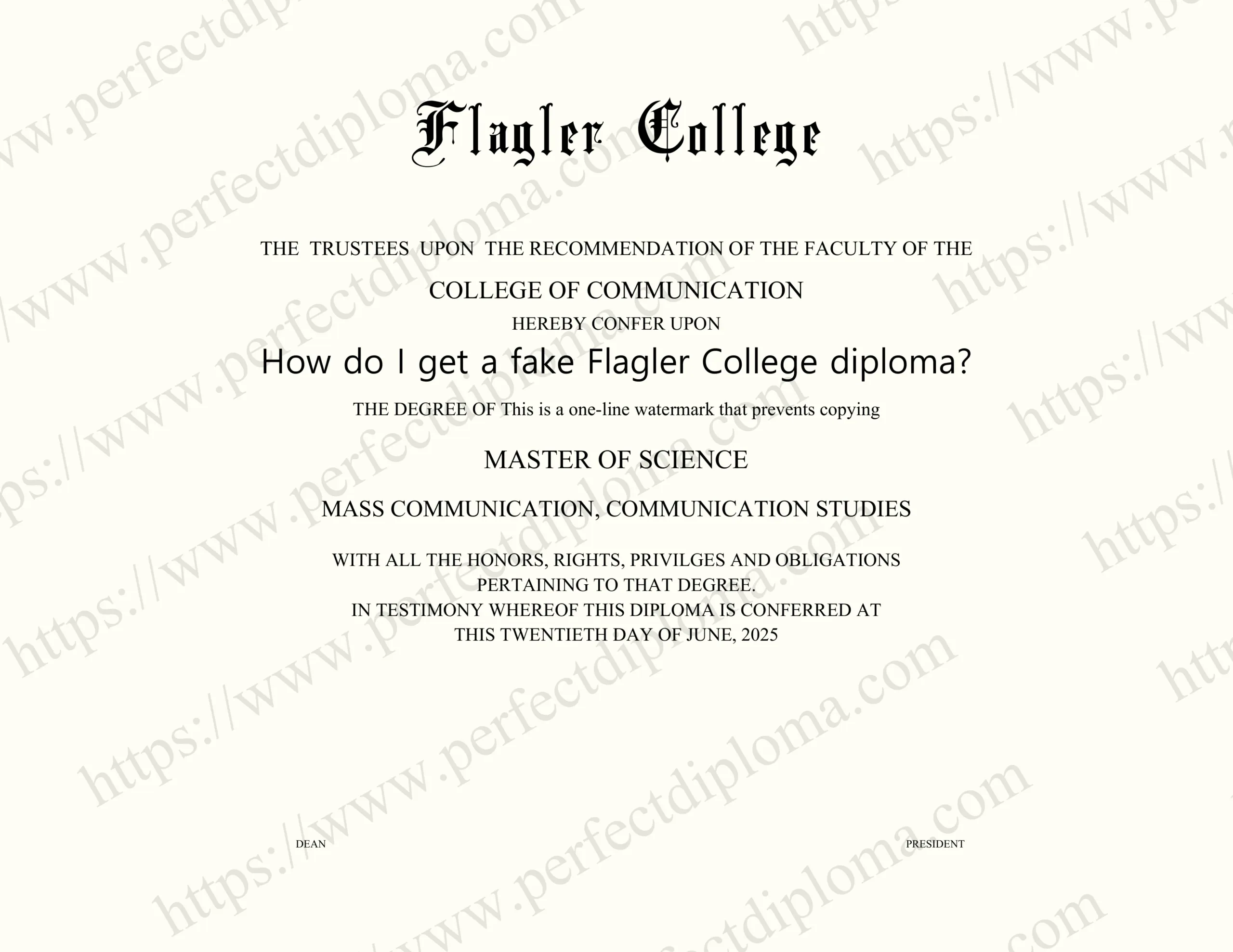 How do I get a fake Flagler College diploma?