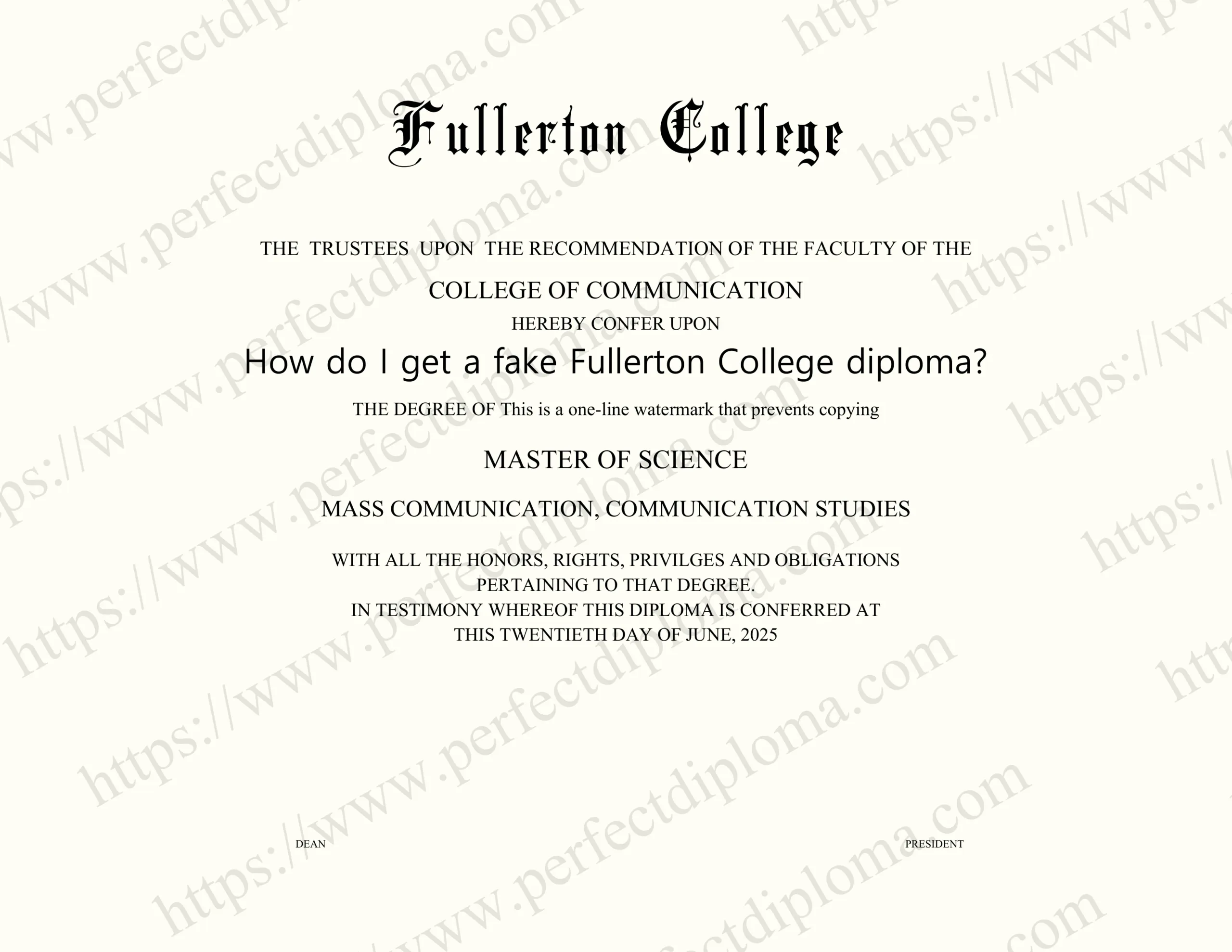 How do I get a fake Fullerton College diploma?
