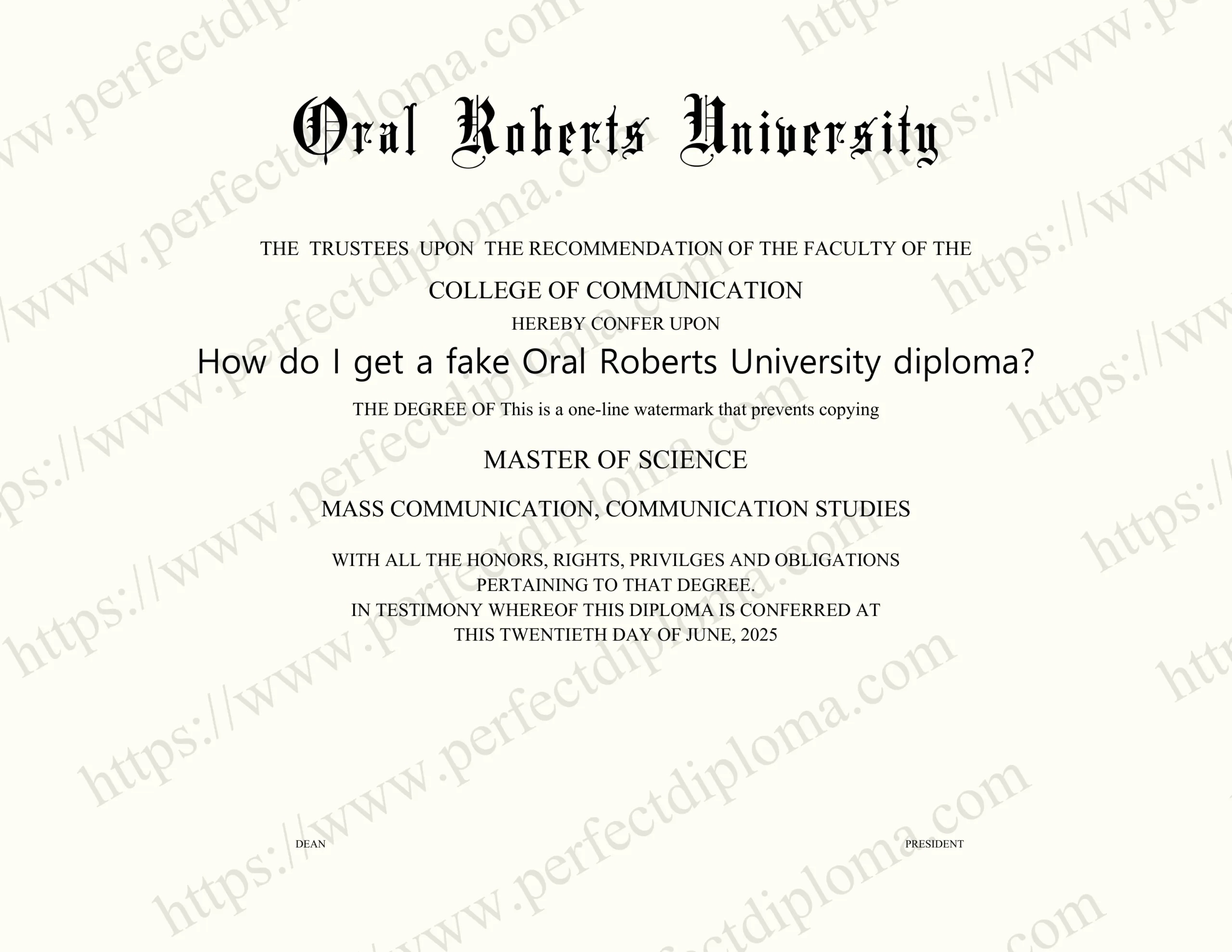 How do I get a fake Oral Roberts University diploma?