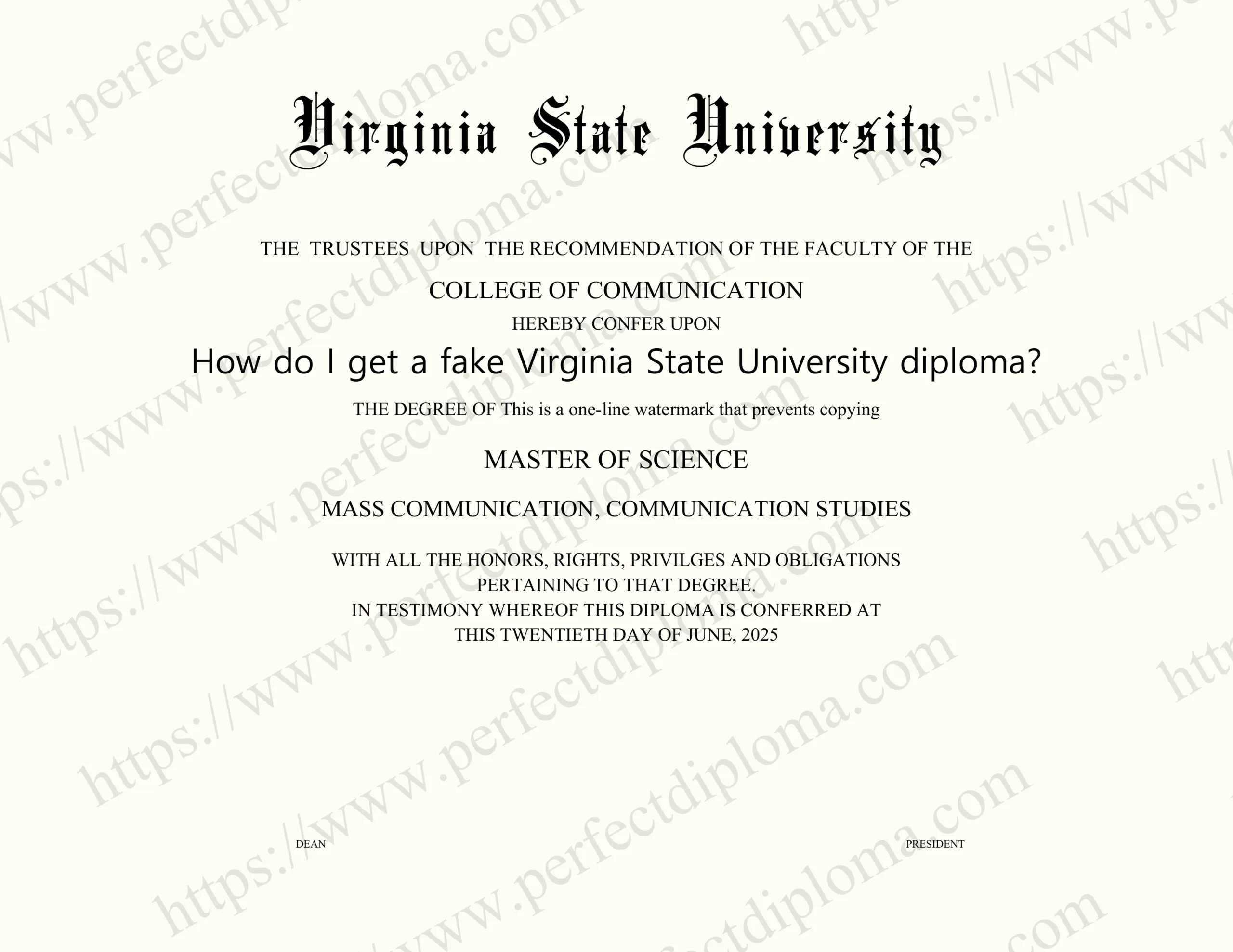 How do I get a fake Virginia State University diploma?