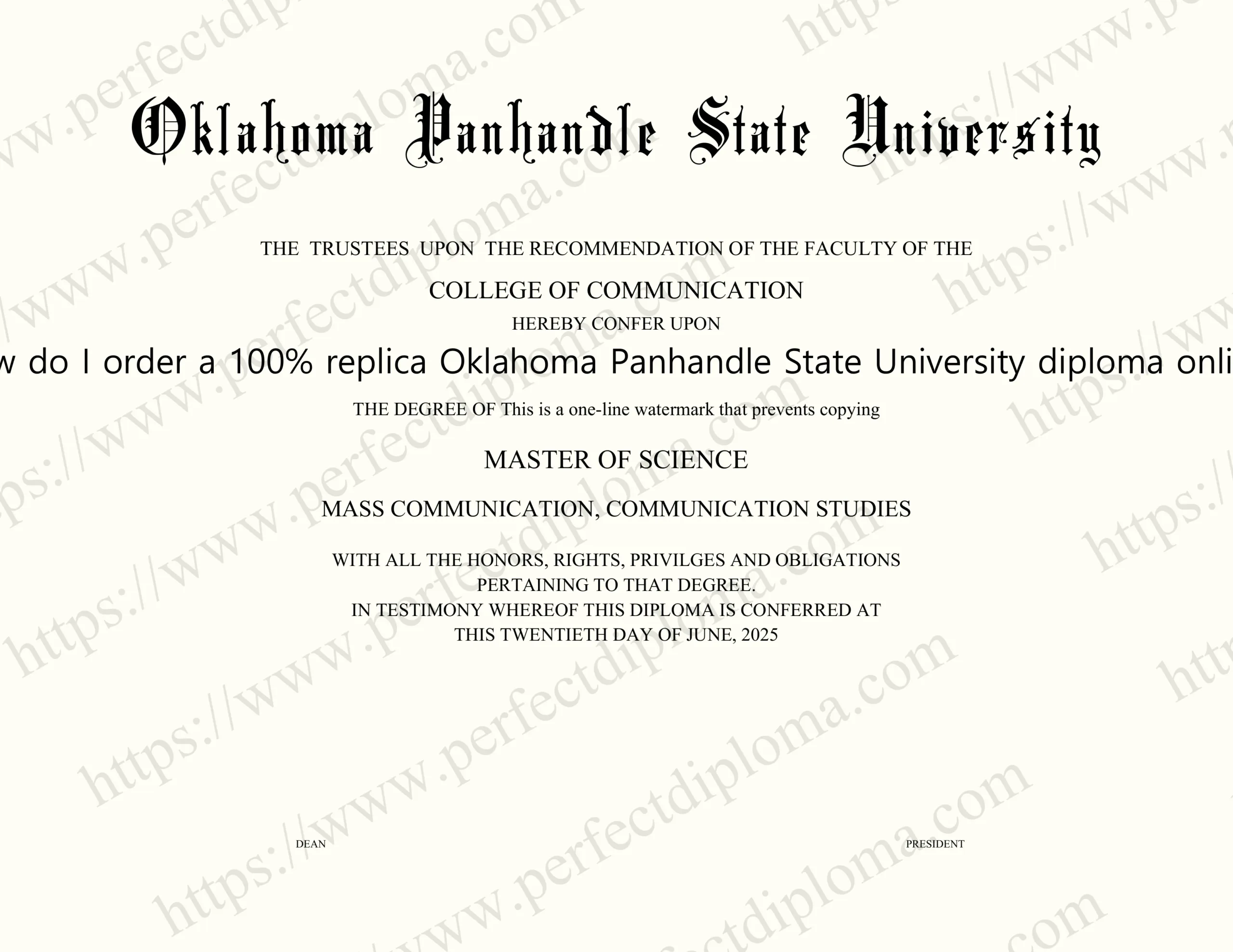 How do I order a 100% replica Oklahoma Panhandle State University diploma online?