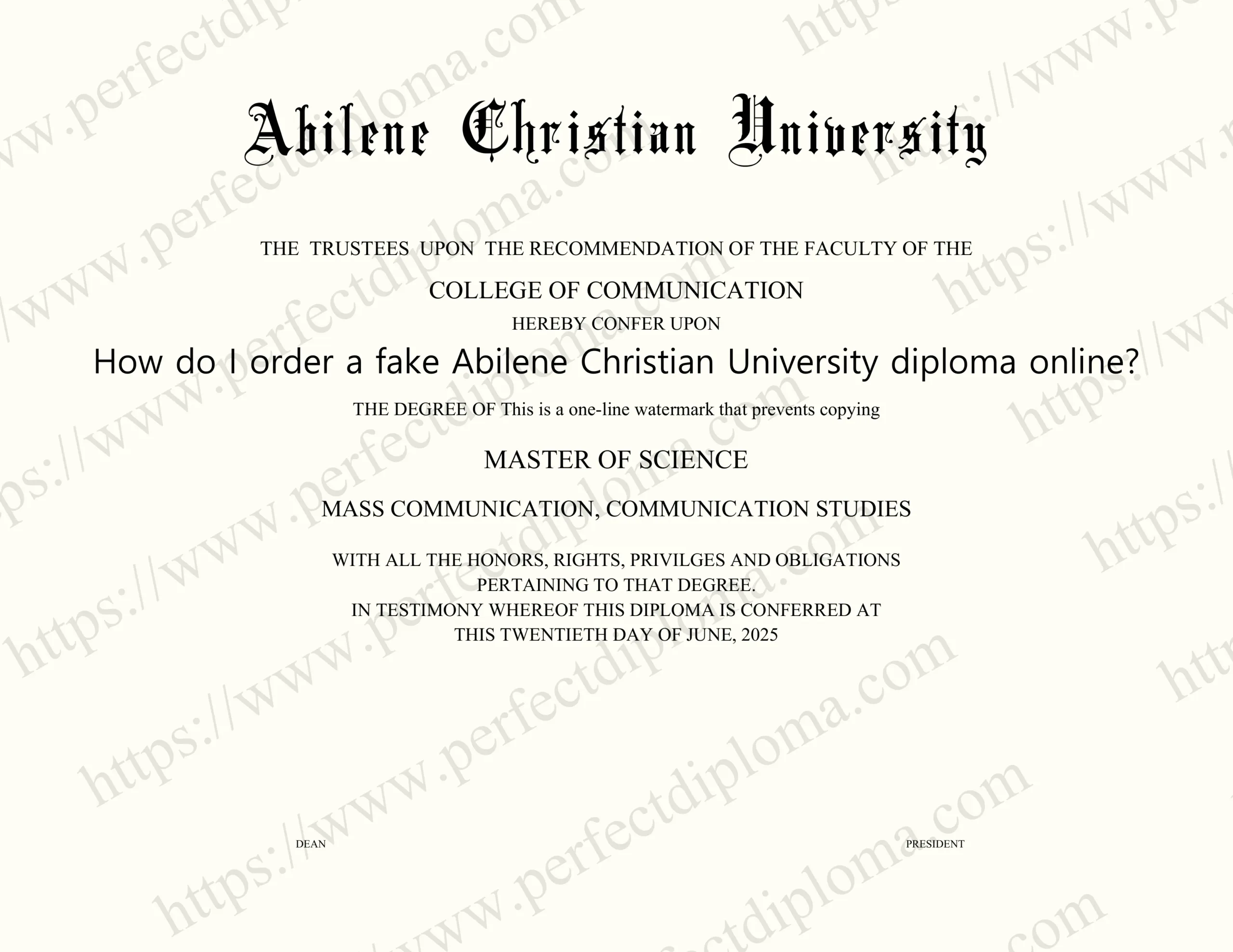 How do I order a fake Abilene Christian University diploma online?