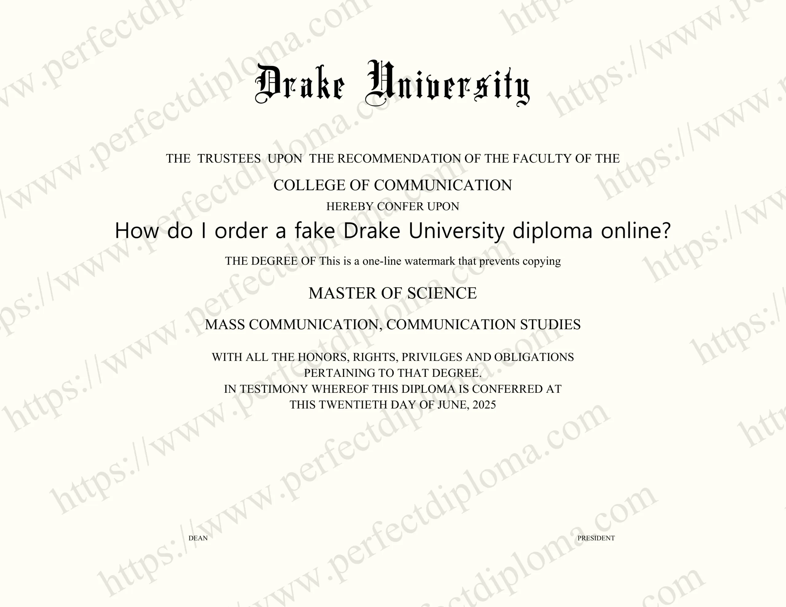 How do I order a fake Drake University diploma online?