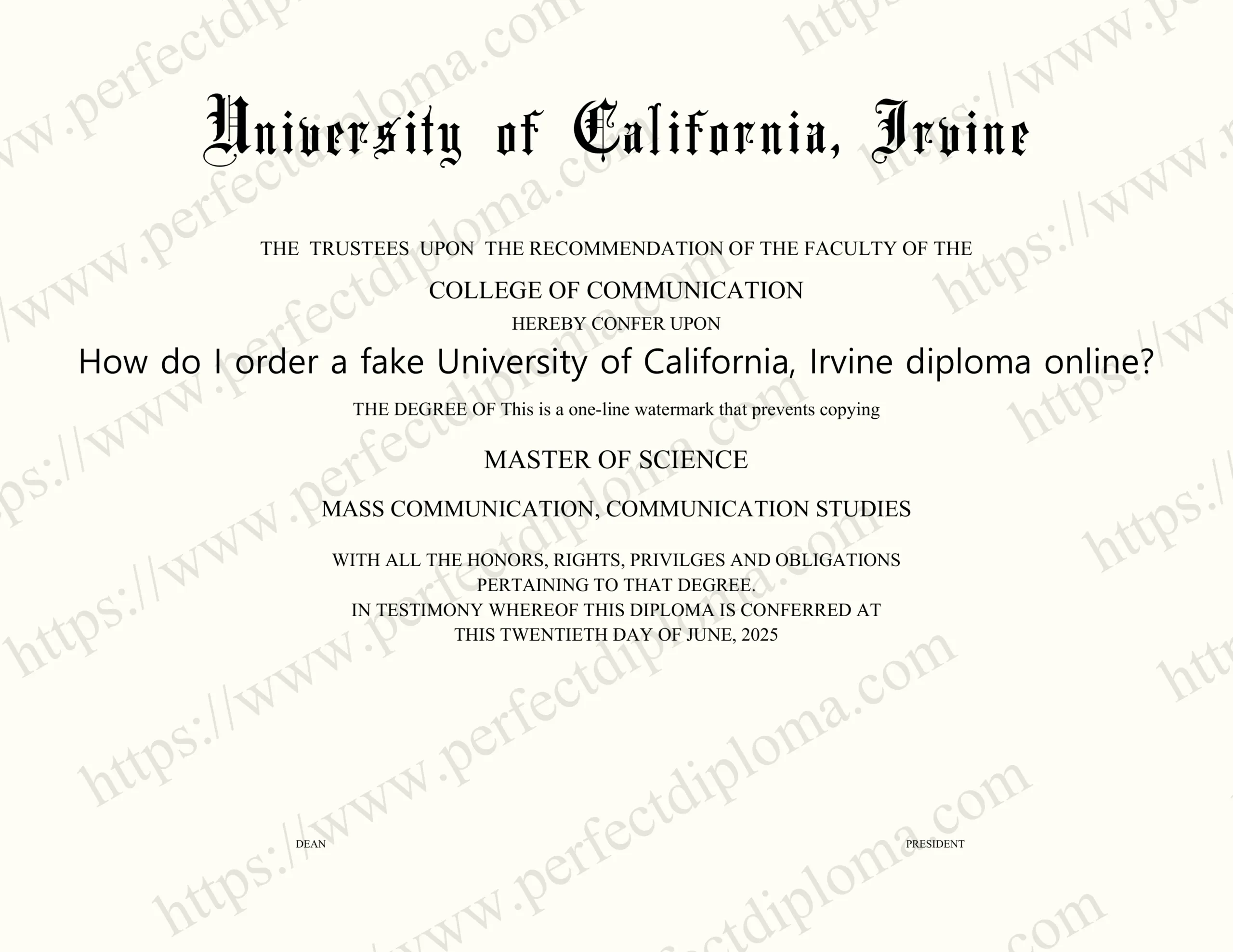 How do I order a fake University of California, Irvine diploma online?