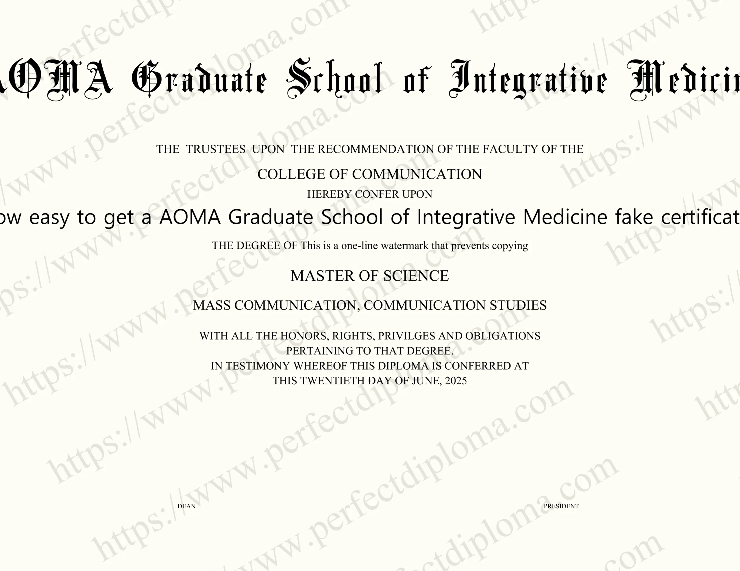 How easy to get a AOMA Graduate School of Integrative Medicine fake certificate?