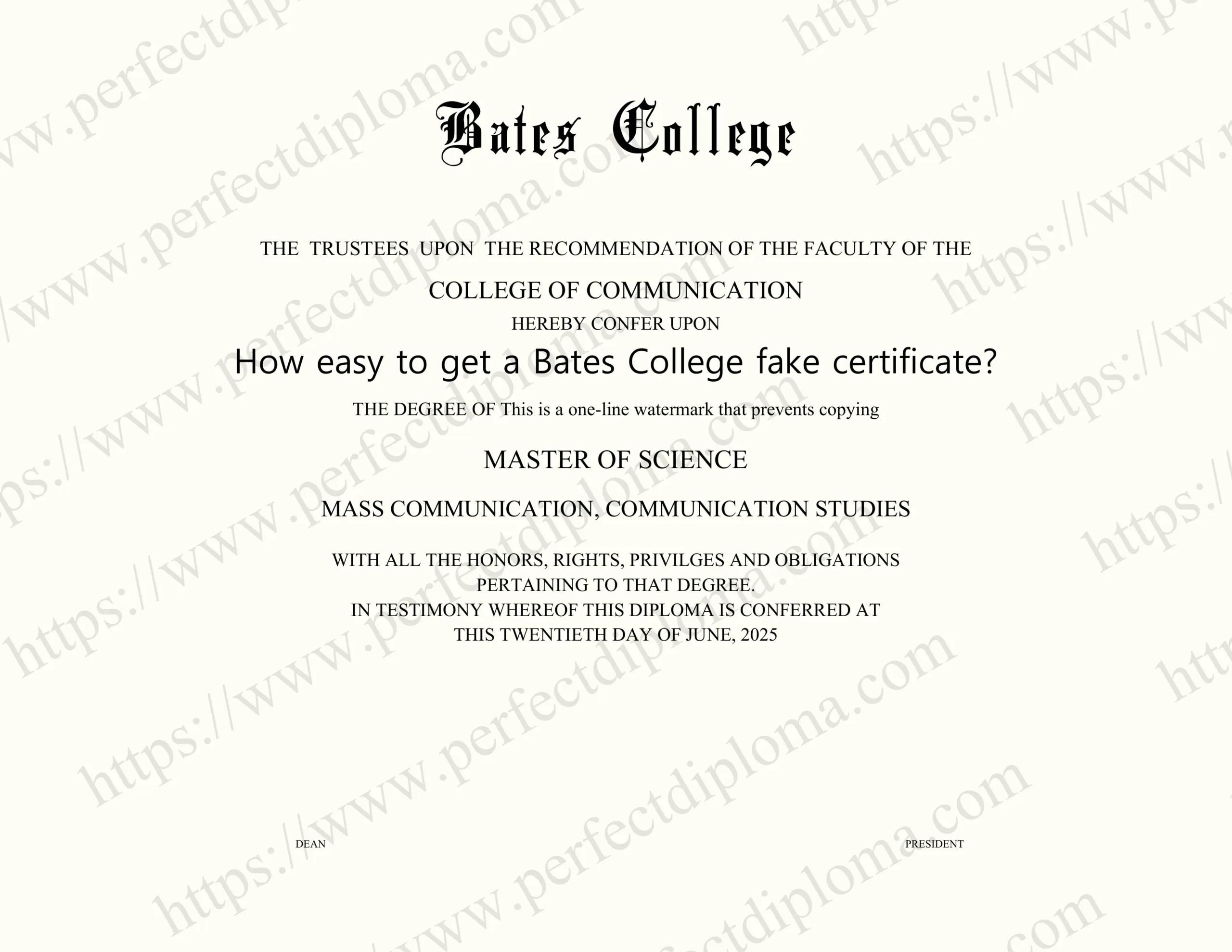 How easy to get a Bates College fake certificate?