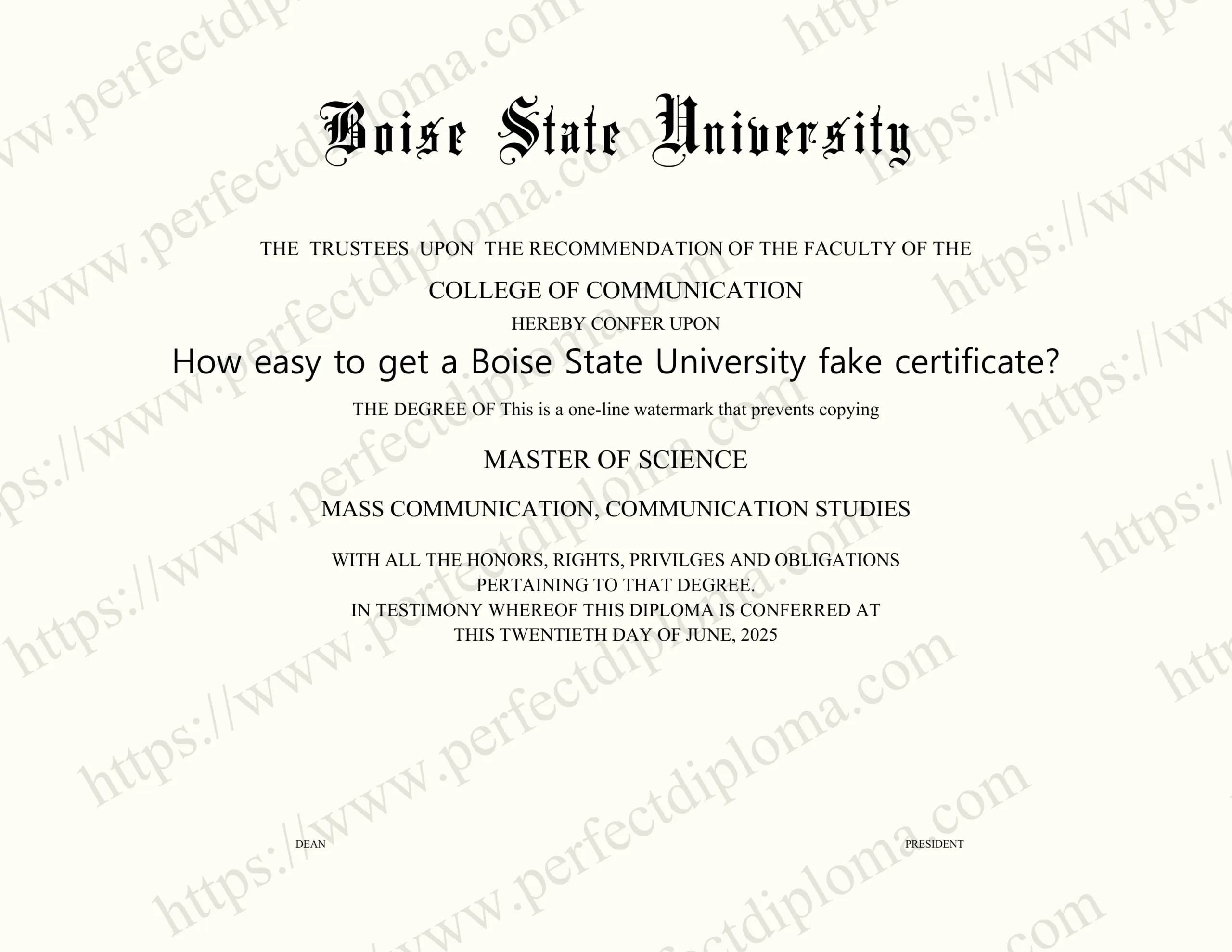 How easy to get a Boise State University fake certificate?