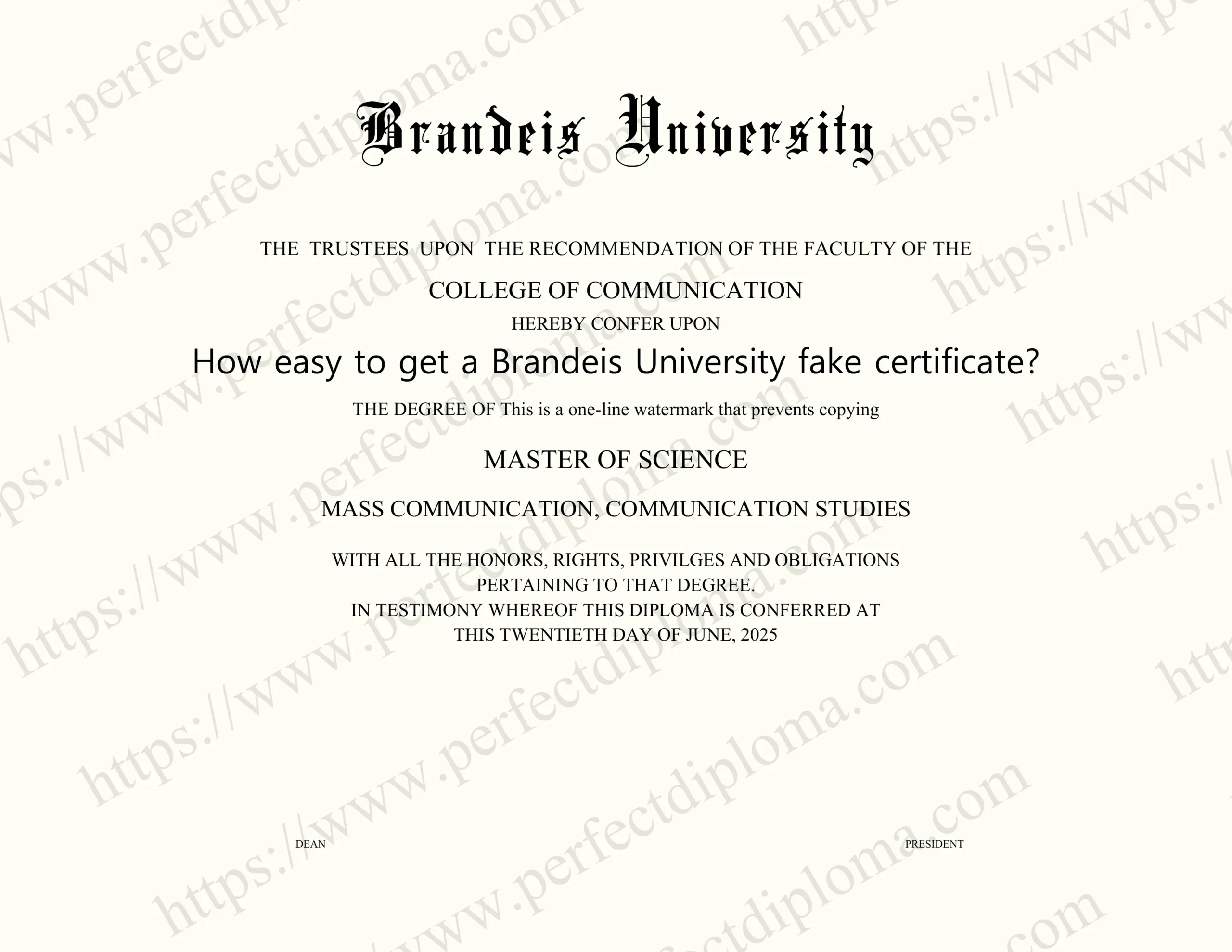 How easy to get a Brandeis University fake certificate?