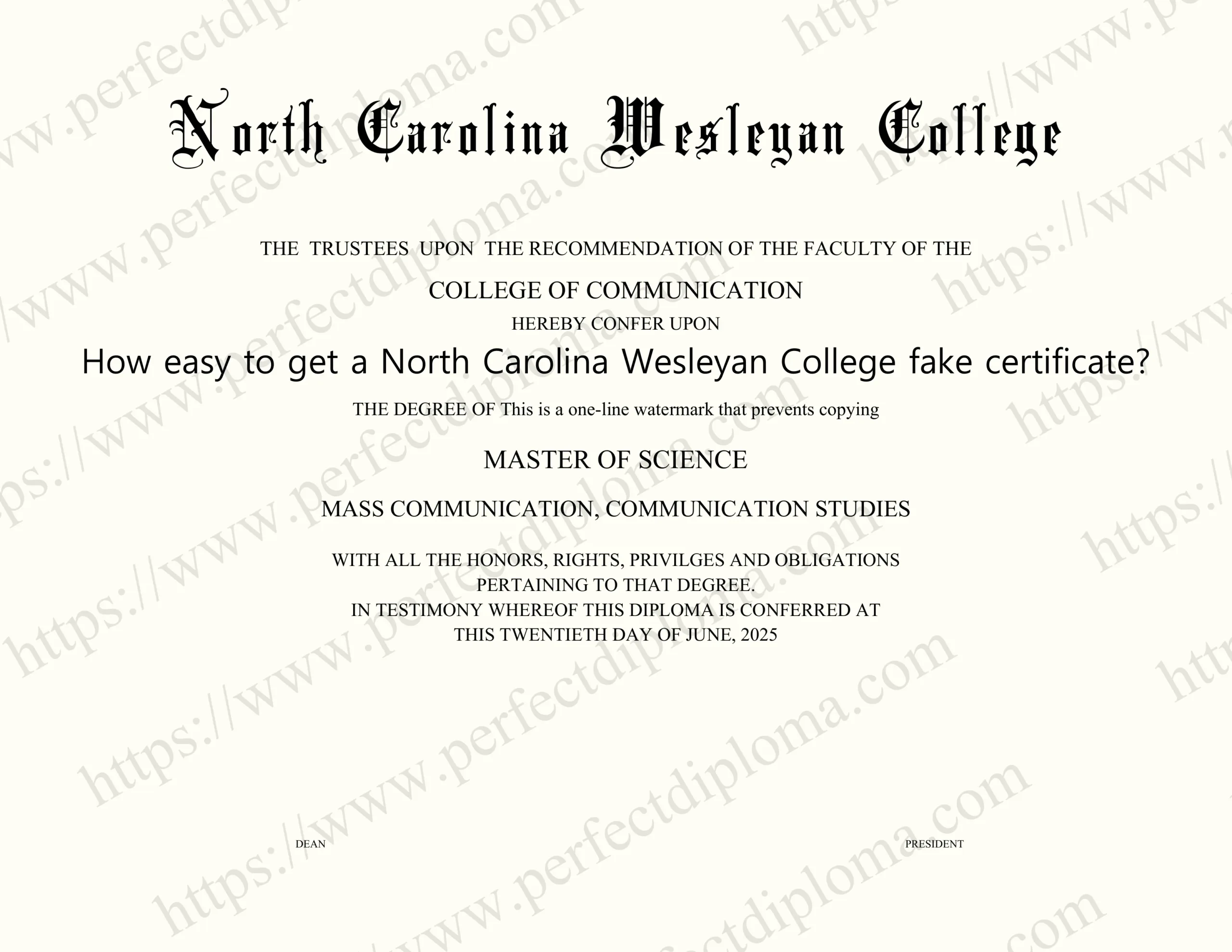 How easy to get a North Carolina Wesleyan College fake certificate?