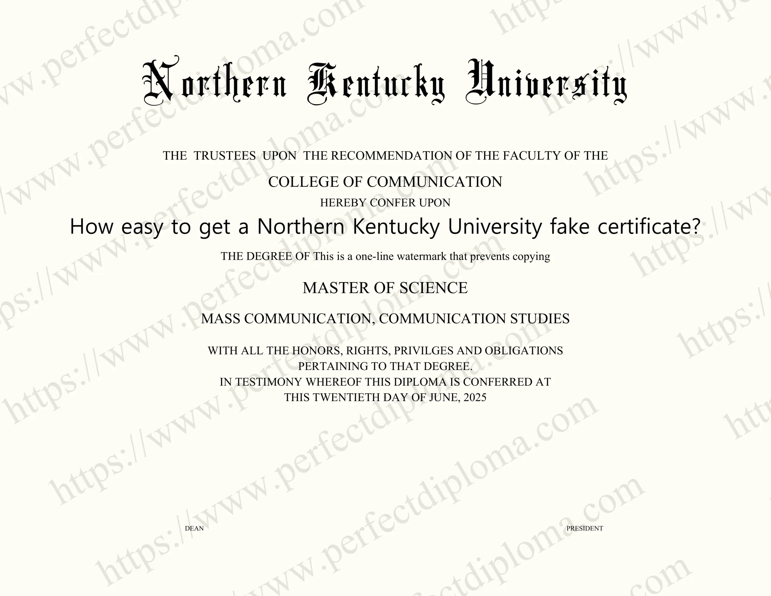How easy to get a Northern Kentucky University fake certificate?