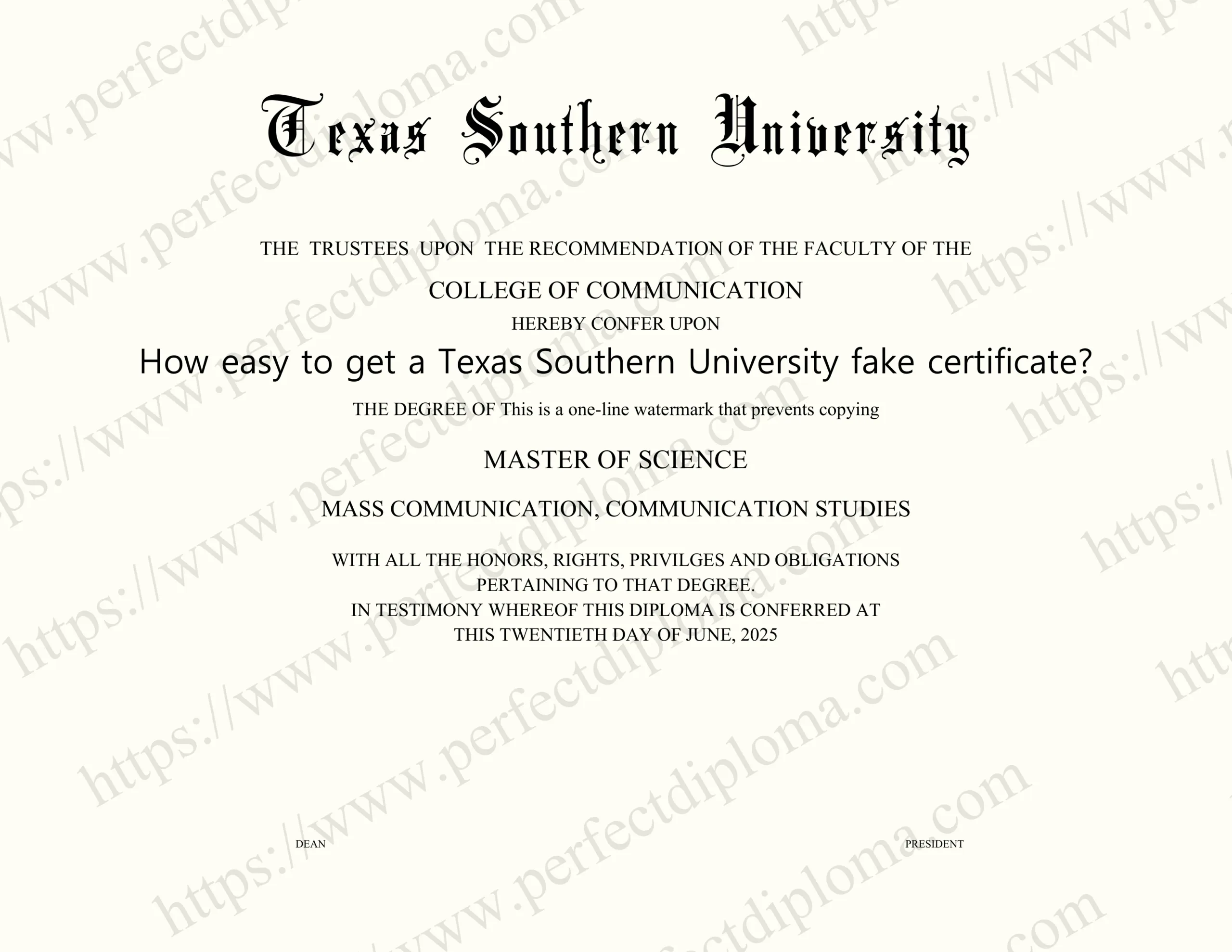 How easy to get a Texas Southern University fake certificate?
