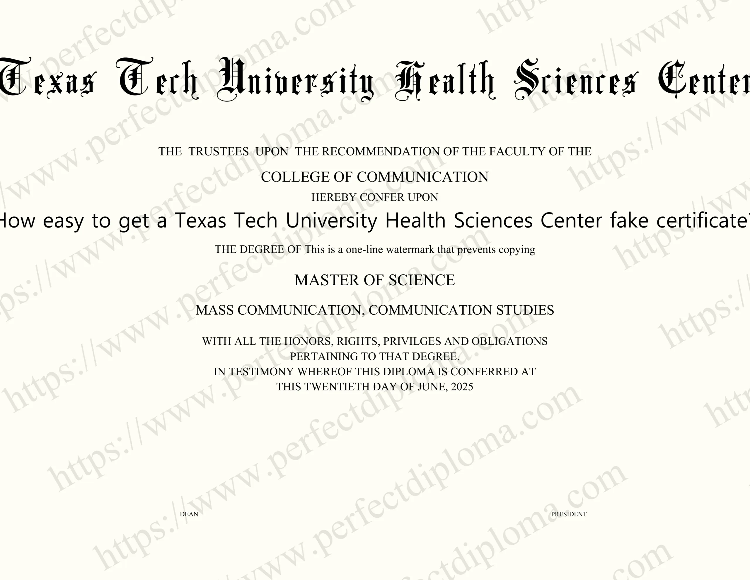 How easy to get a Texas Tech University Health Sciences Center fake certificate?