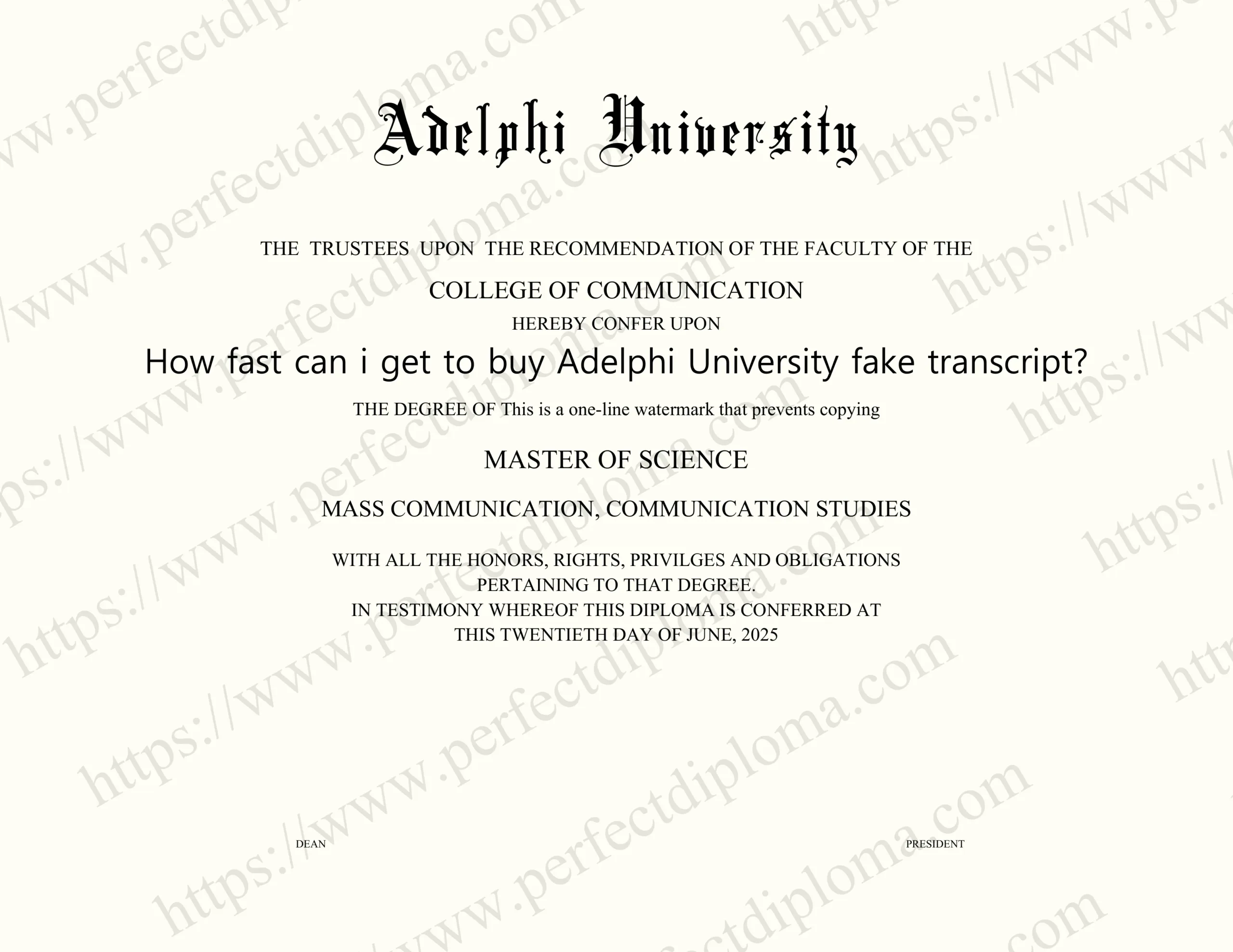How fast can i get to buy Adelphi University fake transcript?