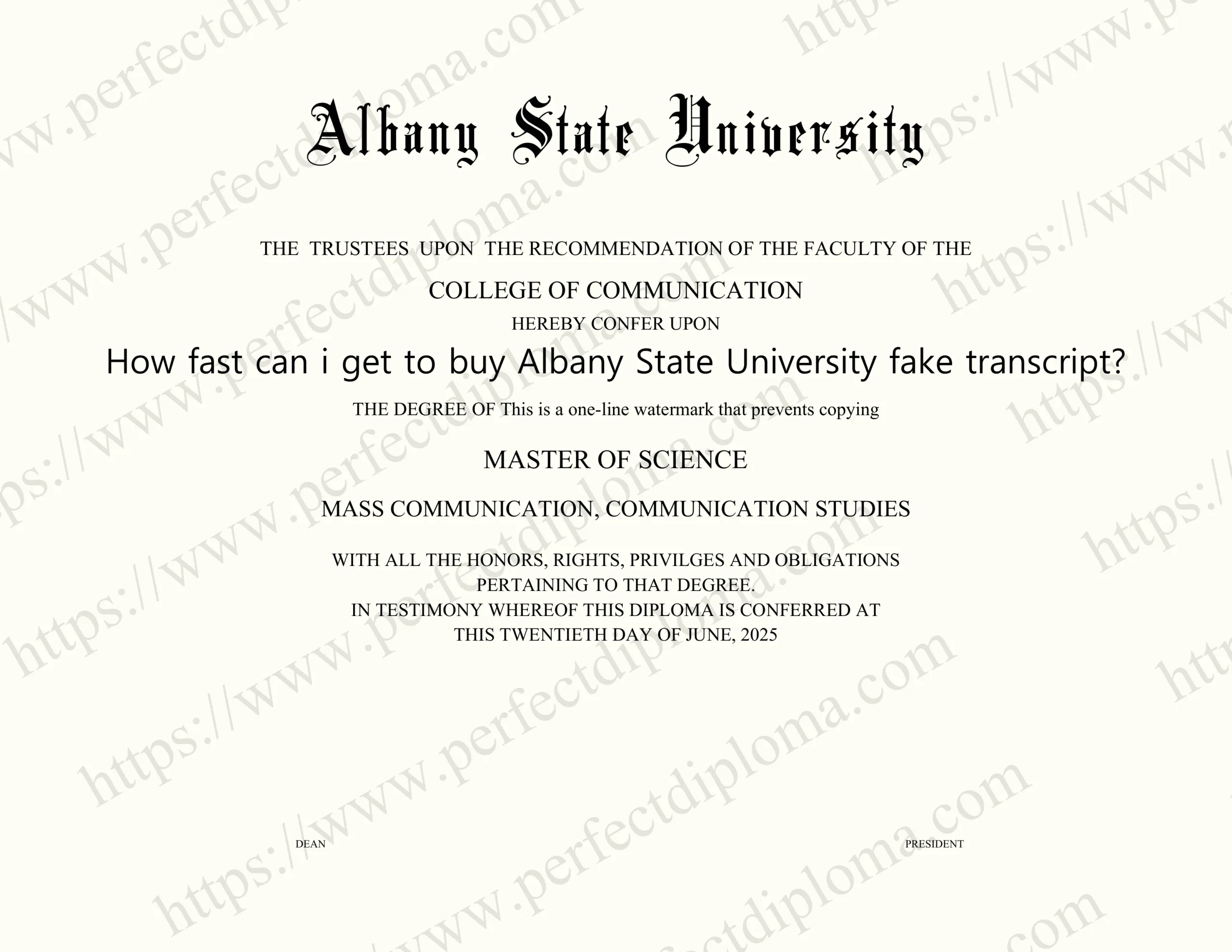 How fast can i get to buy Albany State University fake transcript?