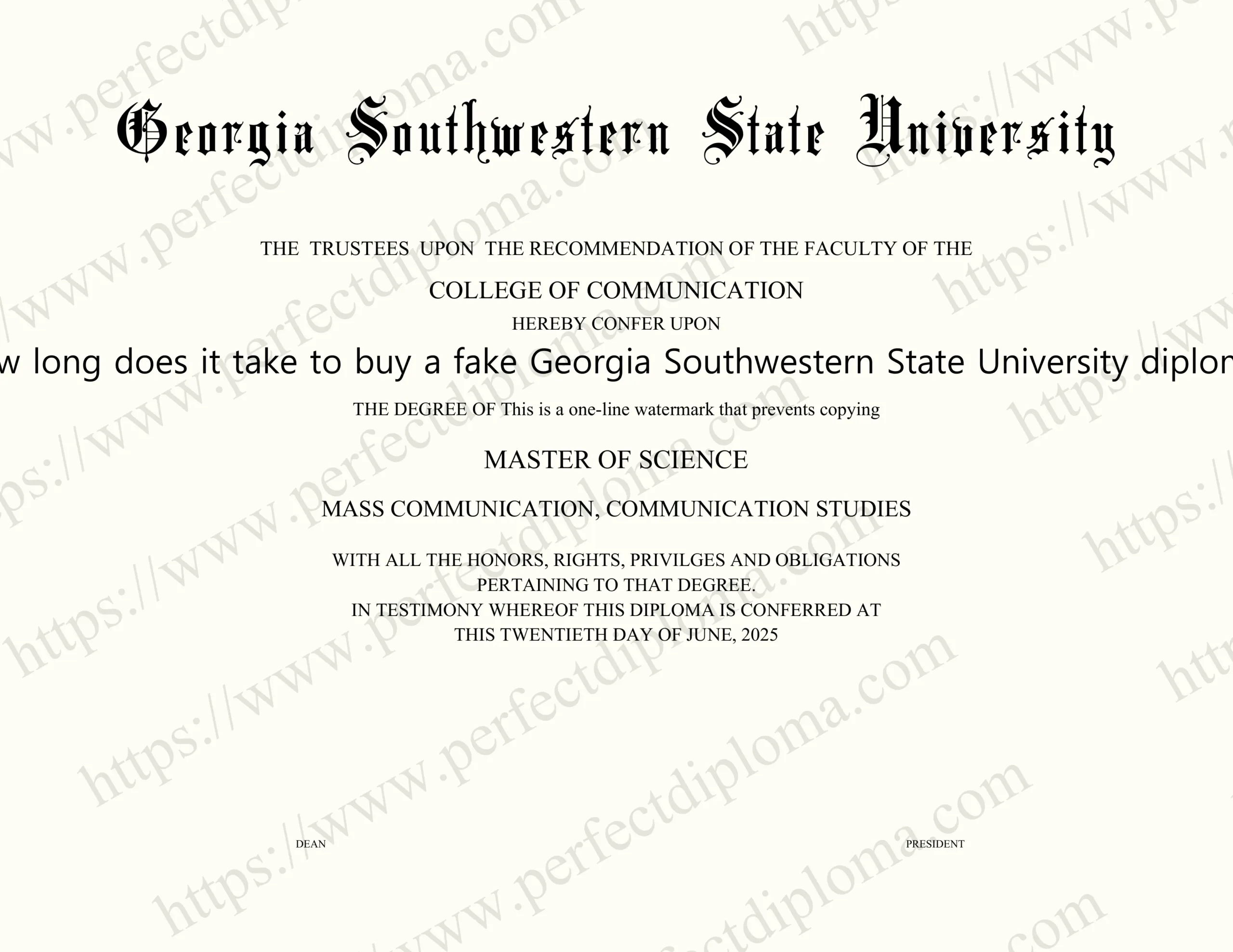 How long does it take to buy a fake Georgia Southwestern State University diploma?
