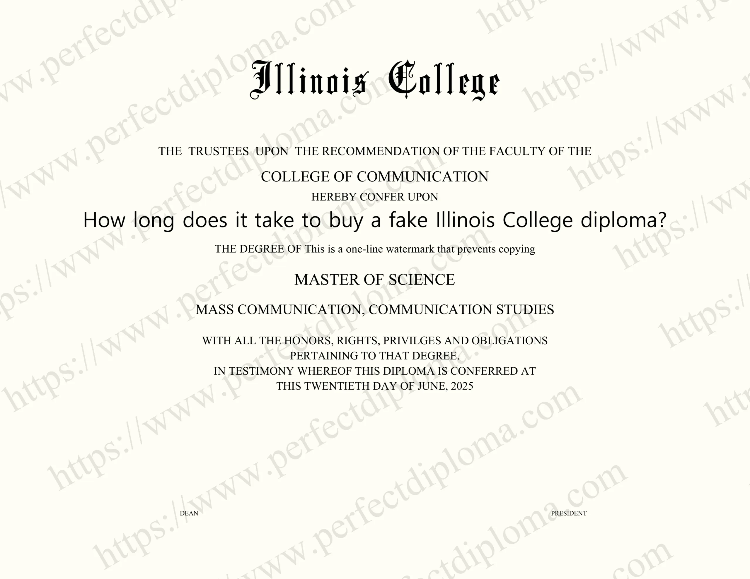 How long does it take to buy a fake Illinois College diploma?