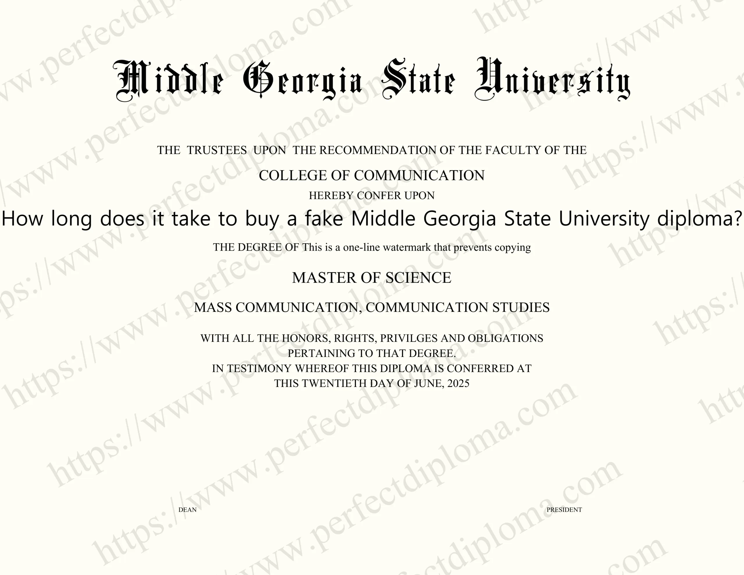 How long does it take to buy a fake Middle Georgia State University diploma?