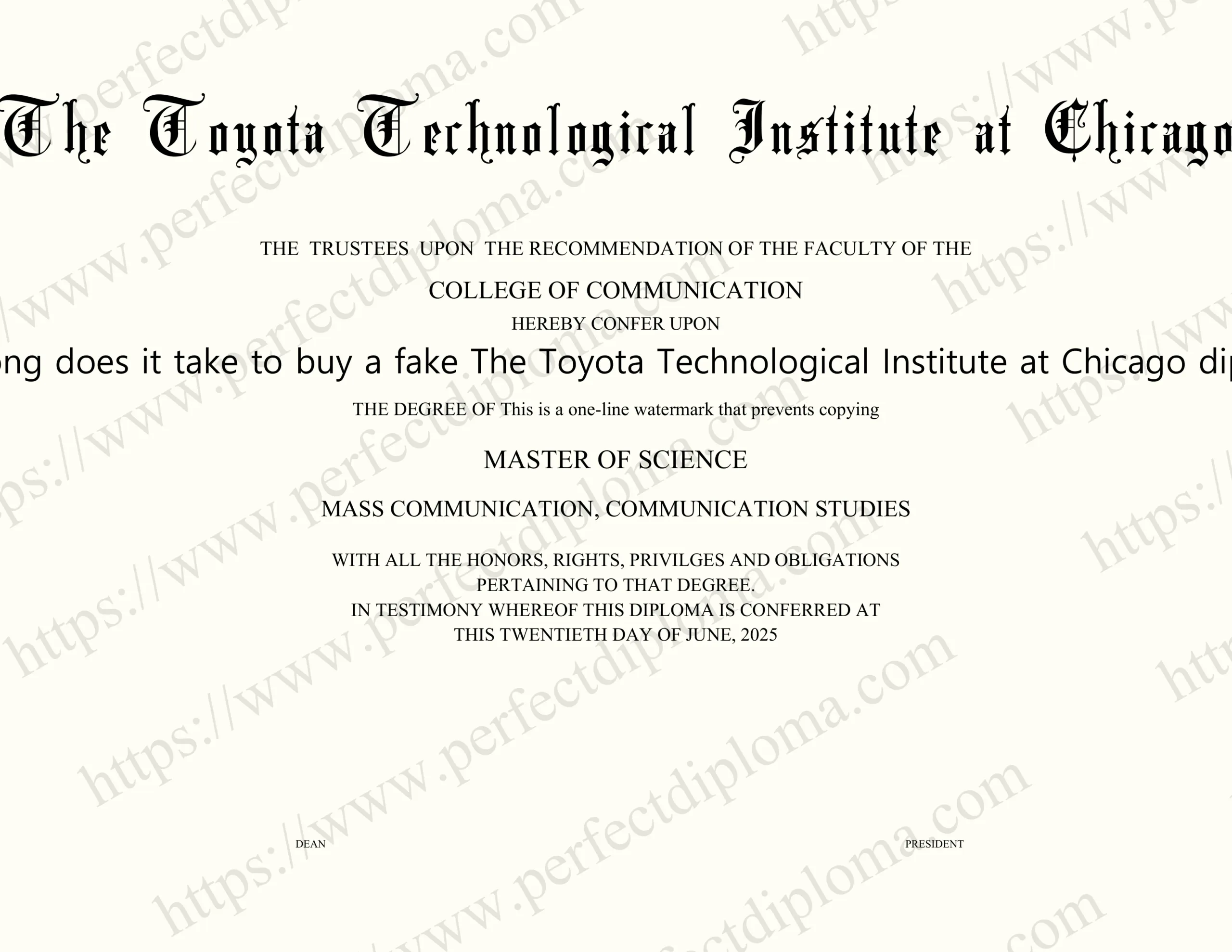 How long does it take to buy a fake The Toyota Technological Institute at Chicago diploma?