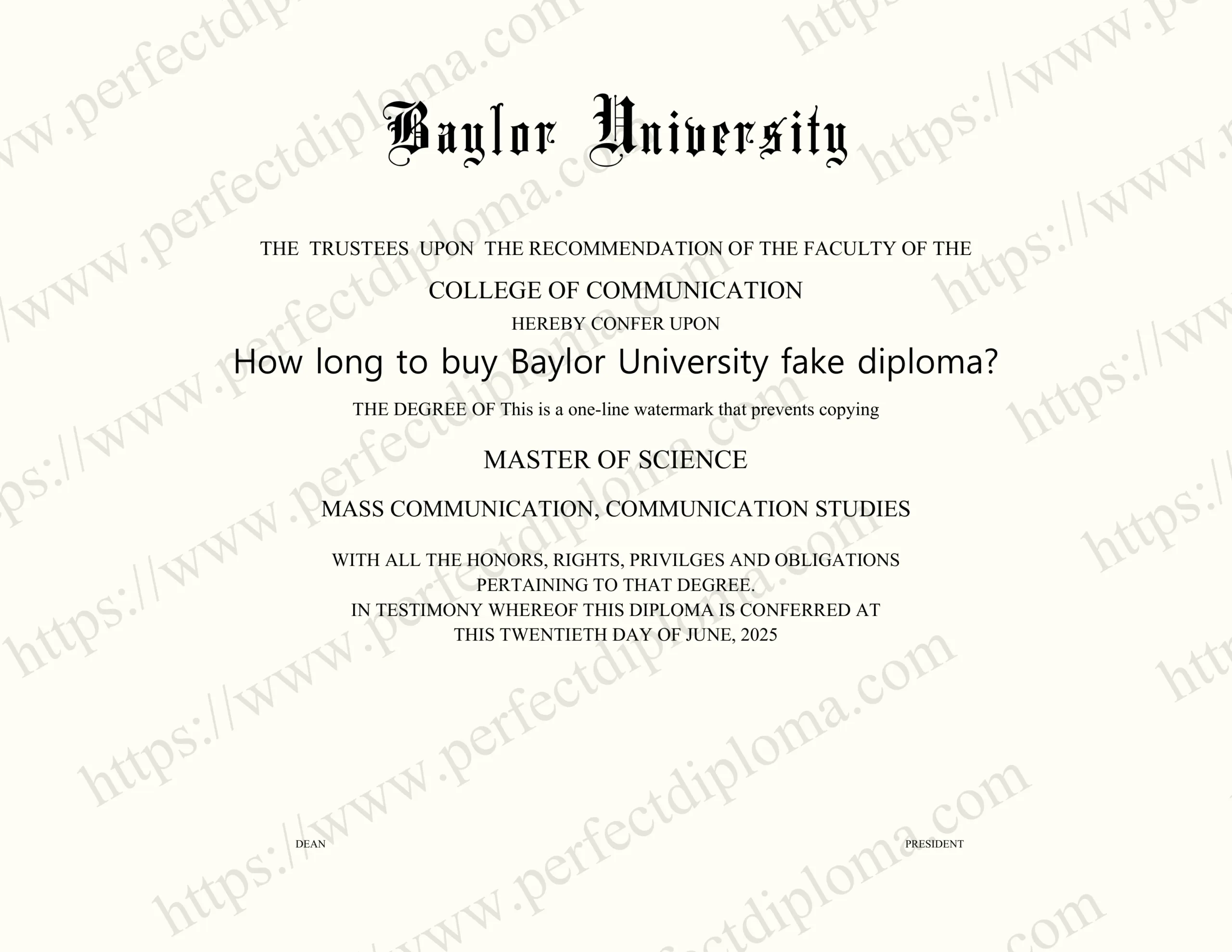 How long to buy Baylor University fake diploma?