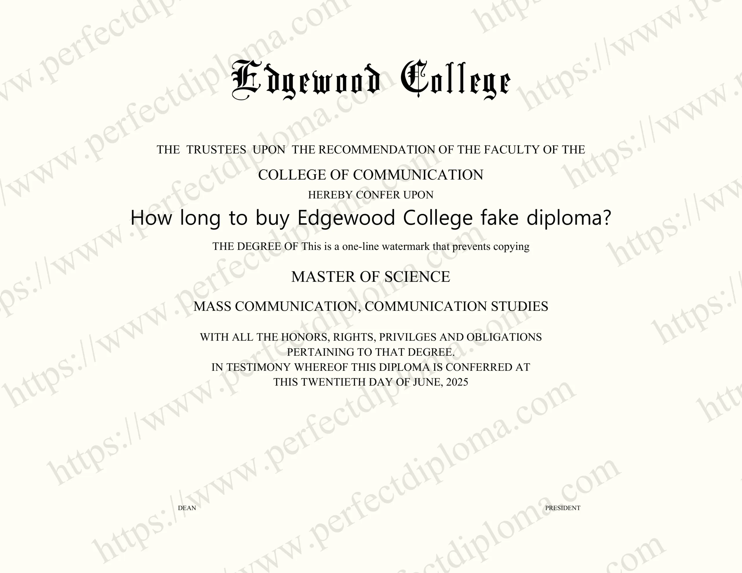 How long to buy Edgewood College fake diploma?