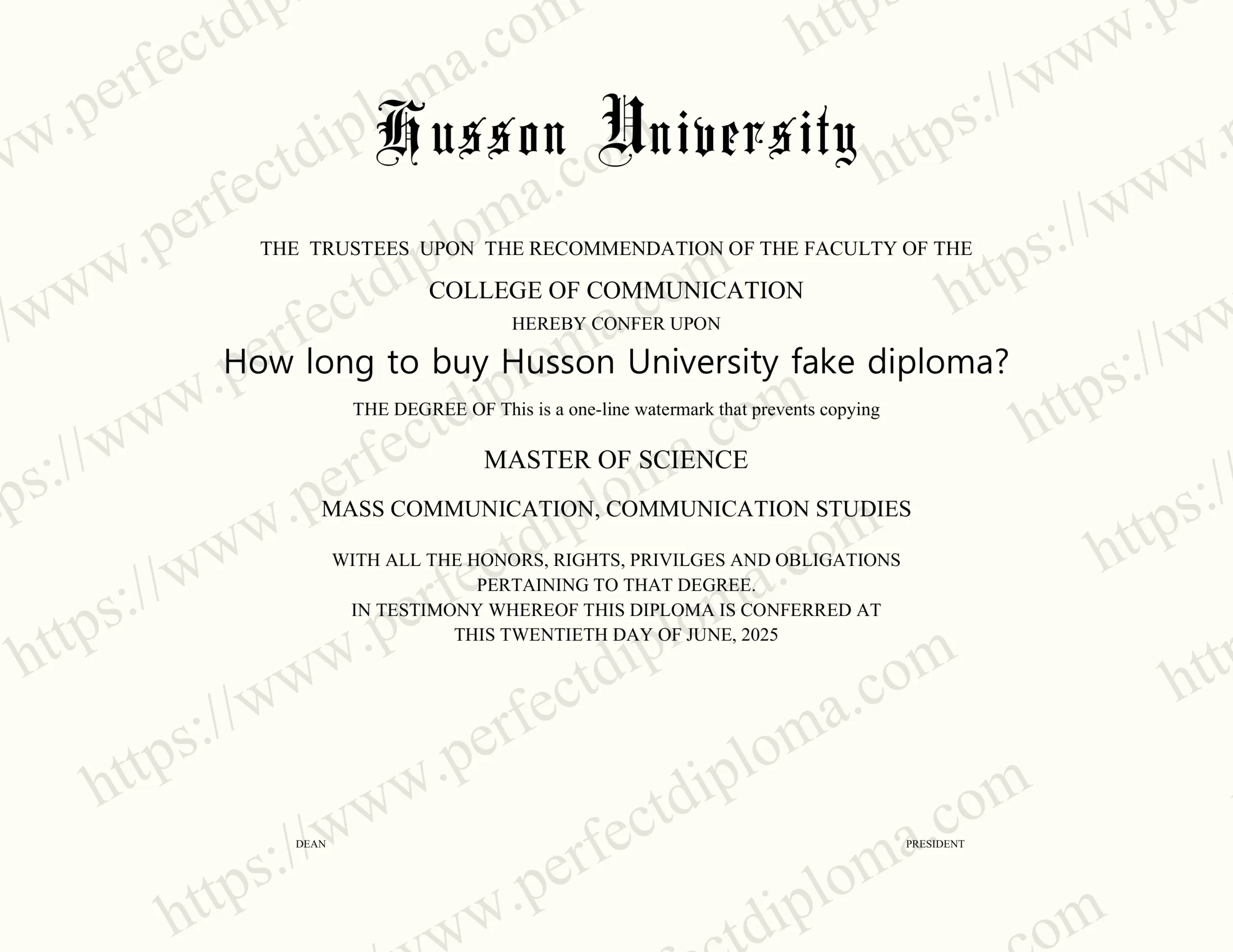 How long to buy Husson University fake diploma?